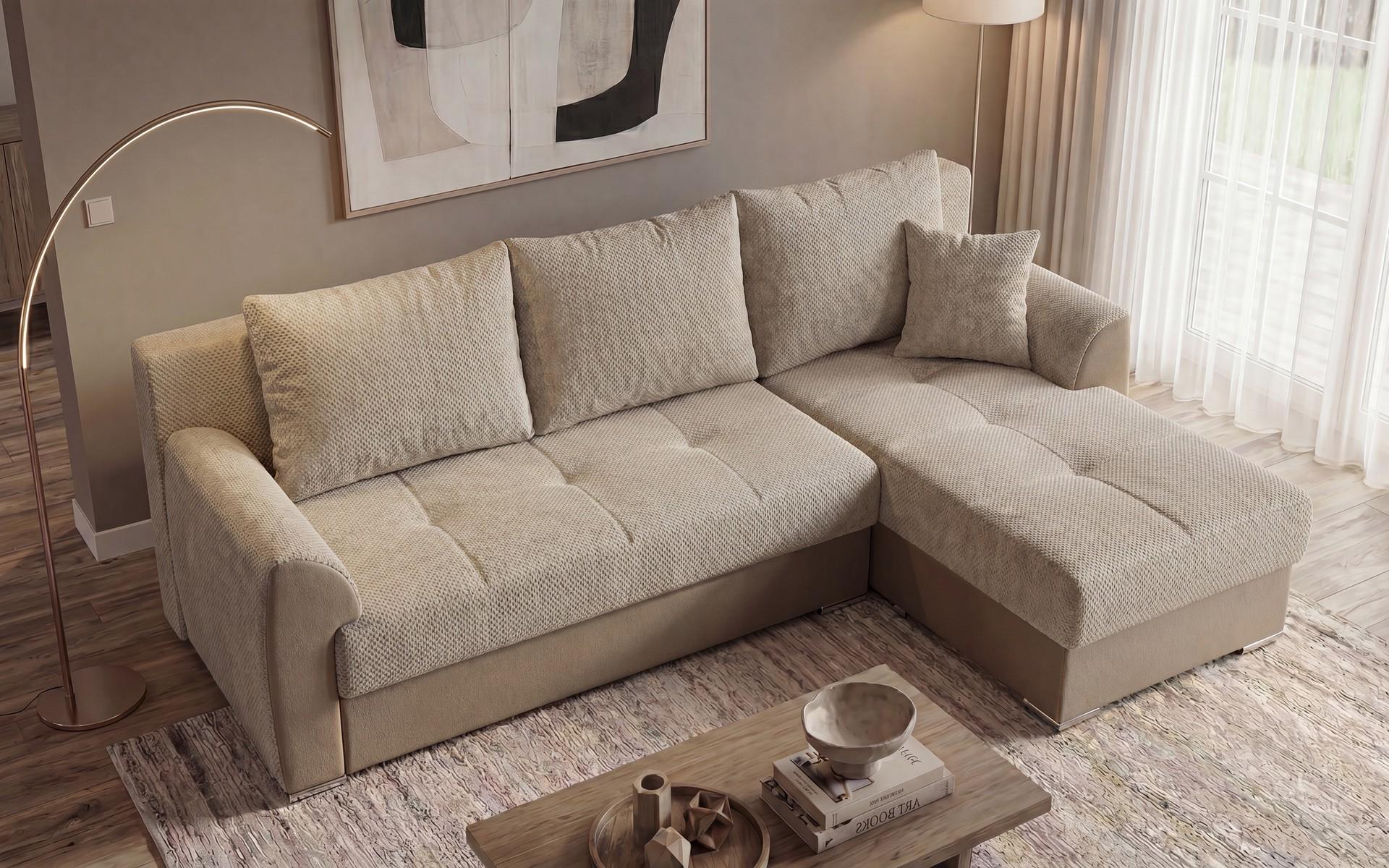 Extendable corner sofa Lumis, beige + grey beige  5