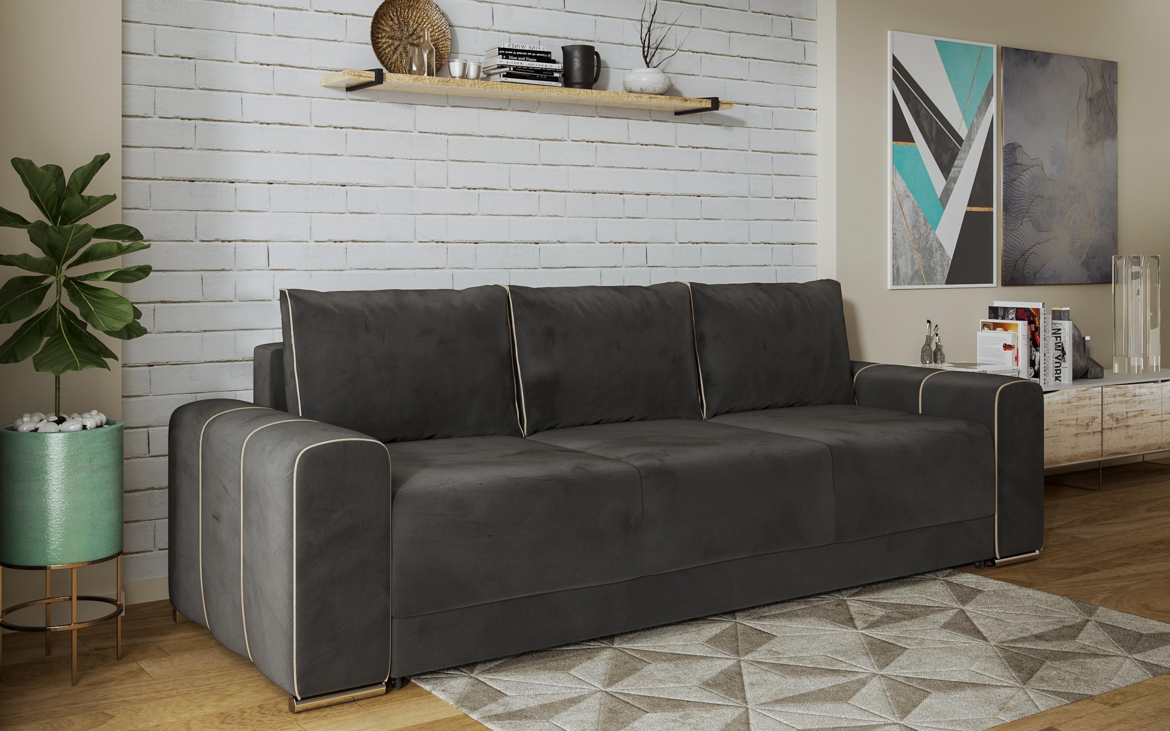 Extendable three-seater sofa Ego, graphite + dark beige  3