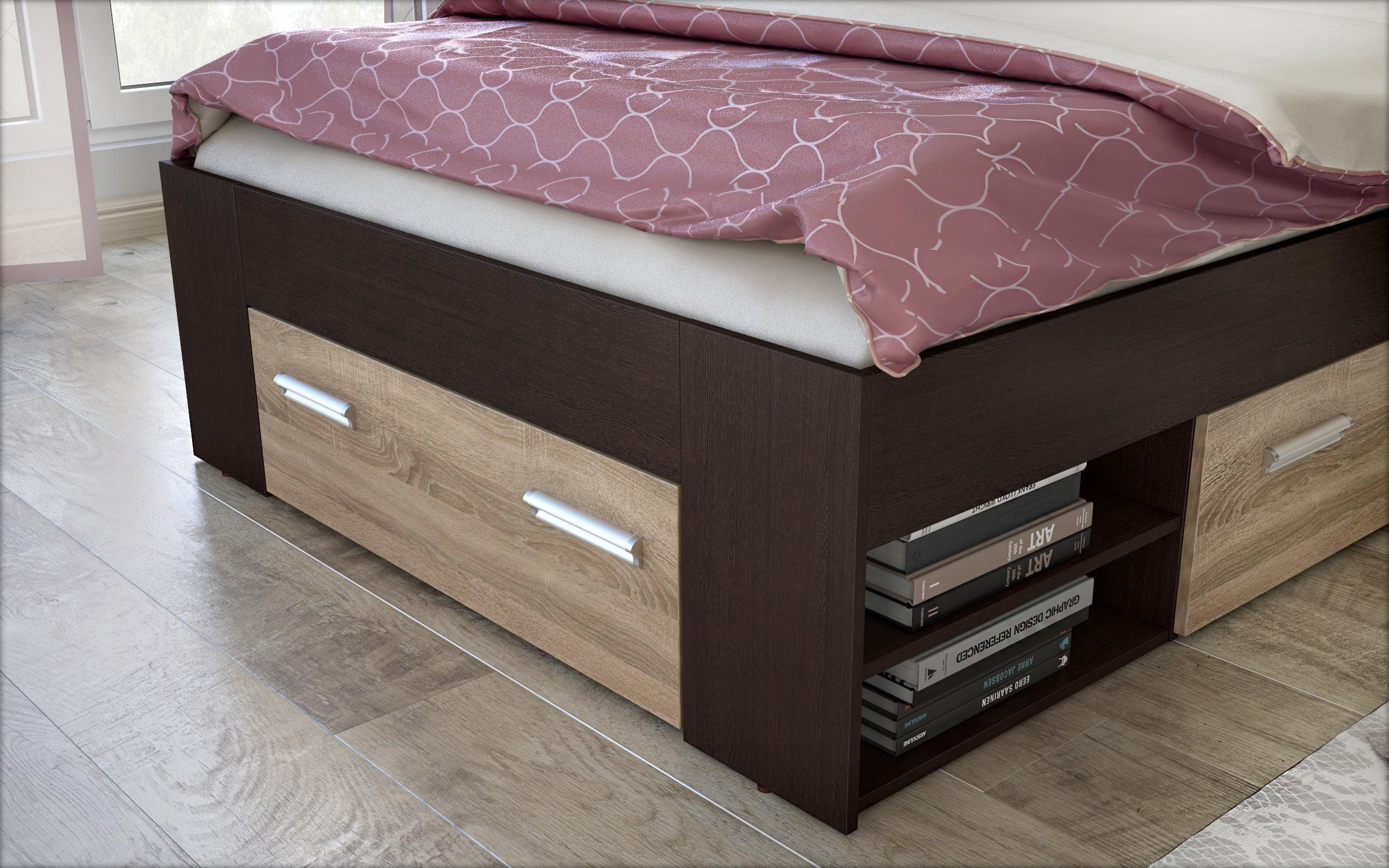 Bed 120/200 Nemo + mattress, Wenge + Sonoma oak  6