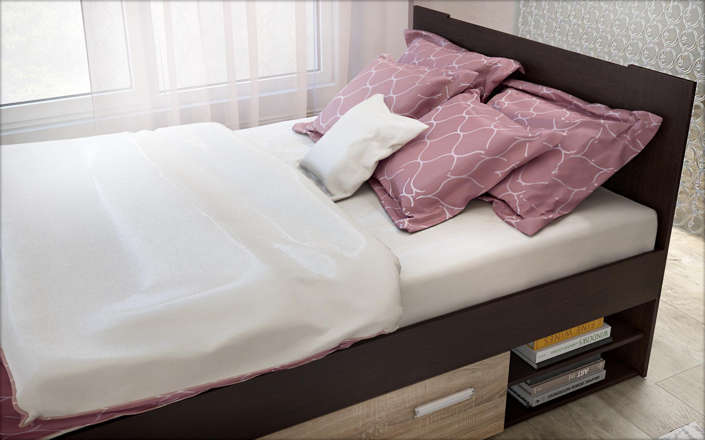 Double bed 140/200 Nemo + mattress, Wenge + Sonoma oak  5
