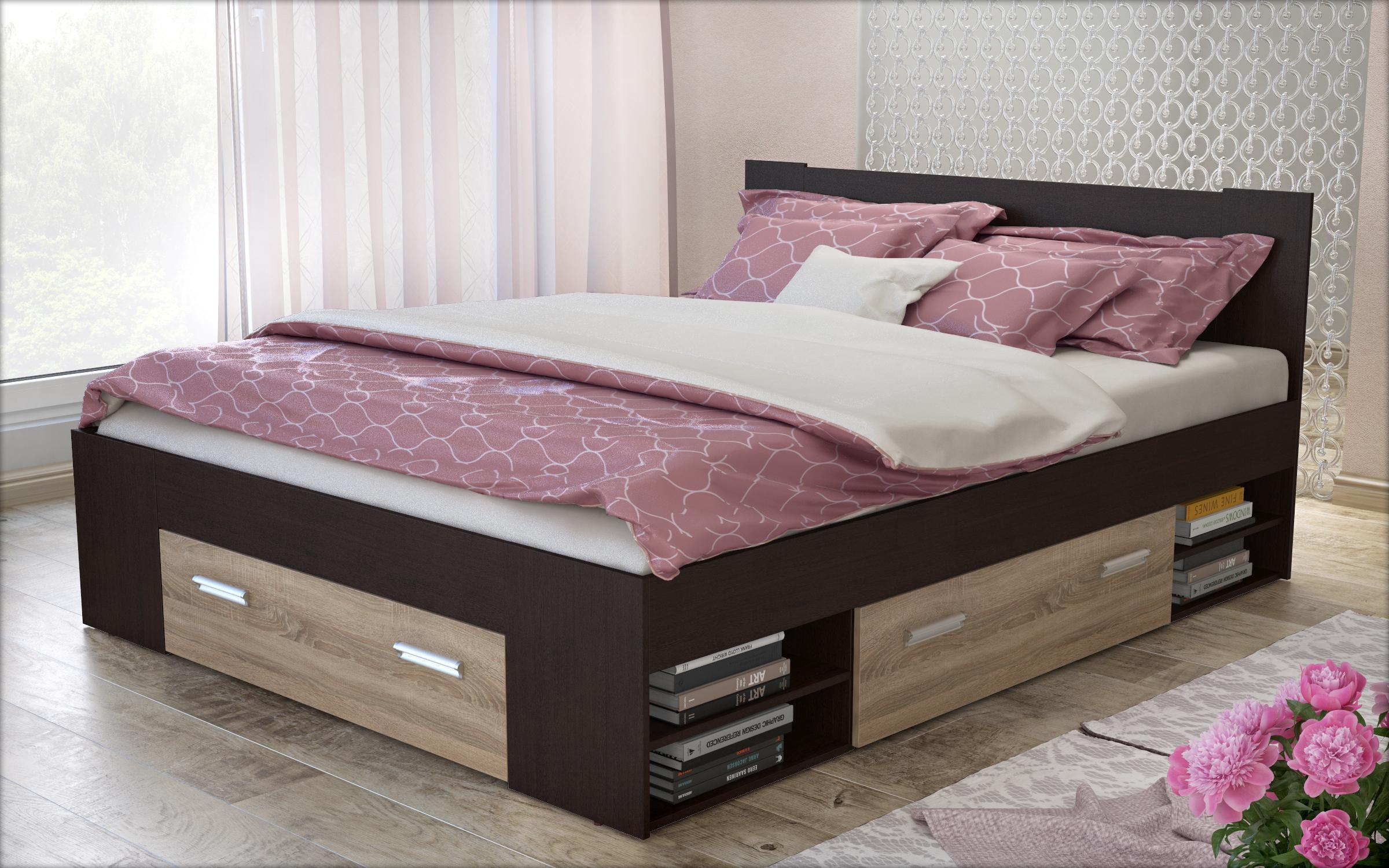 Bedroom furniture set for mattress 160/200 Almaro, Wenge + Sonoma oak  4