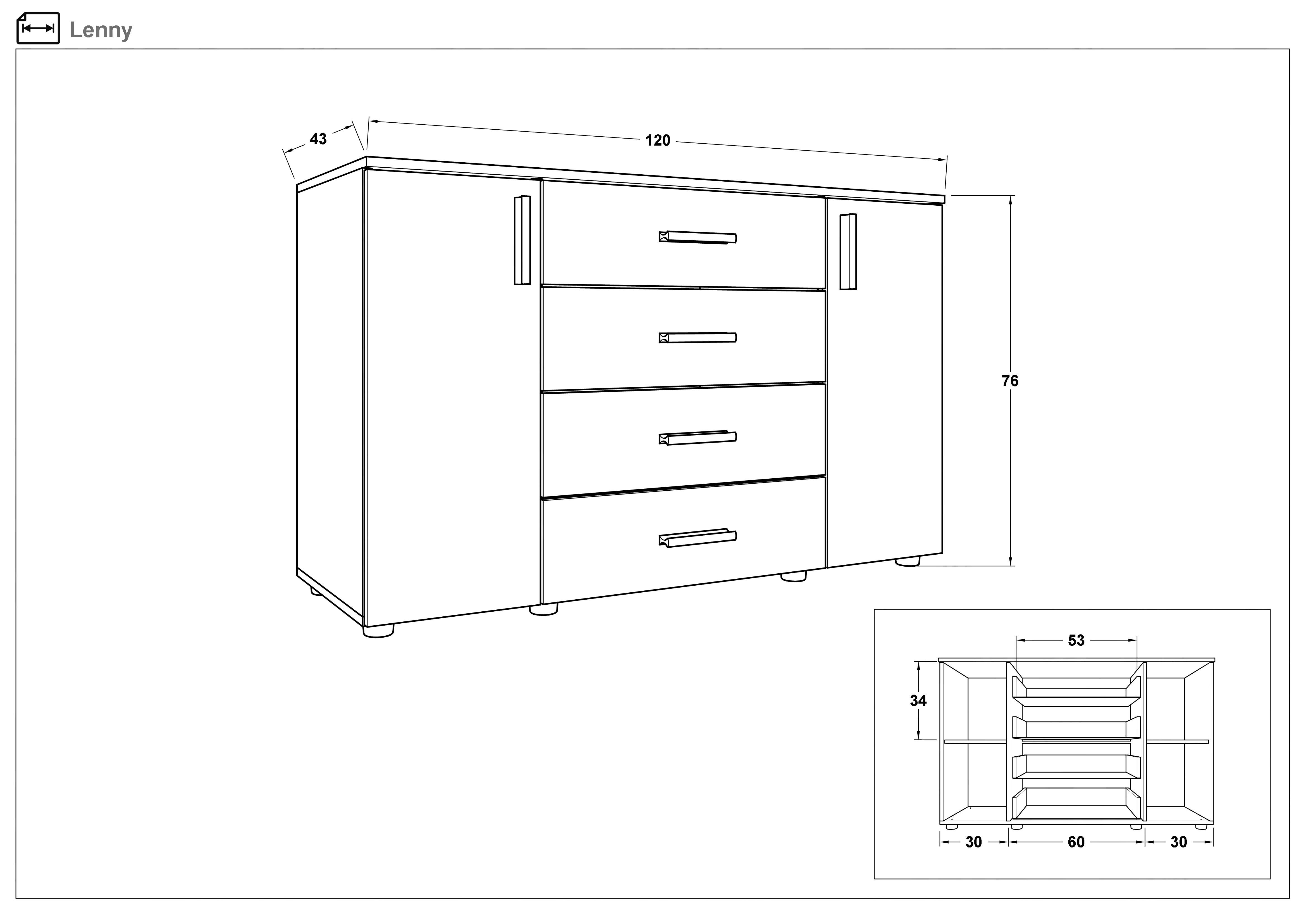 Dresser Lenny, Wenge + Sonoma oak  2