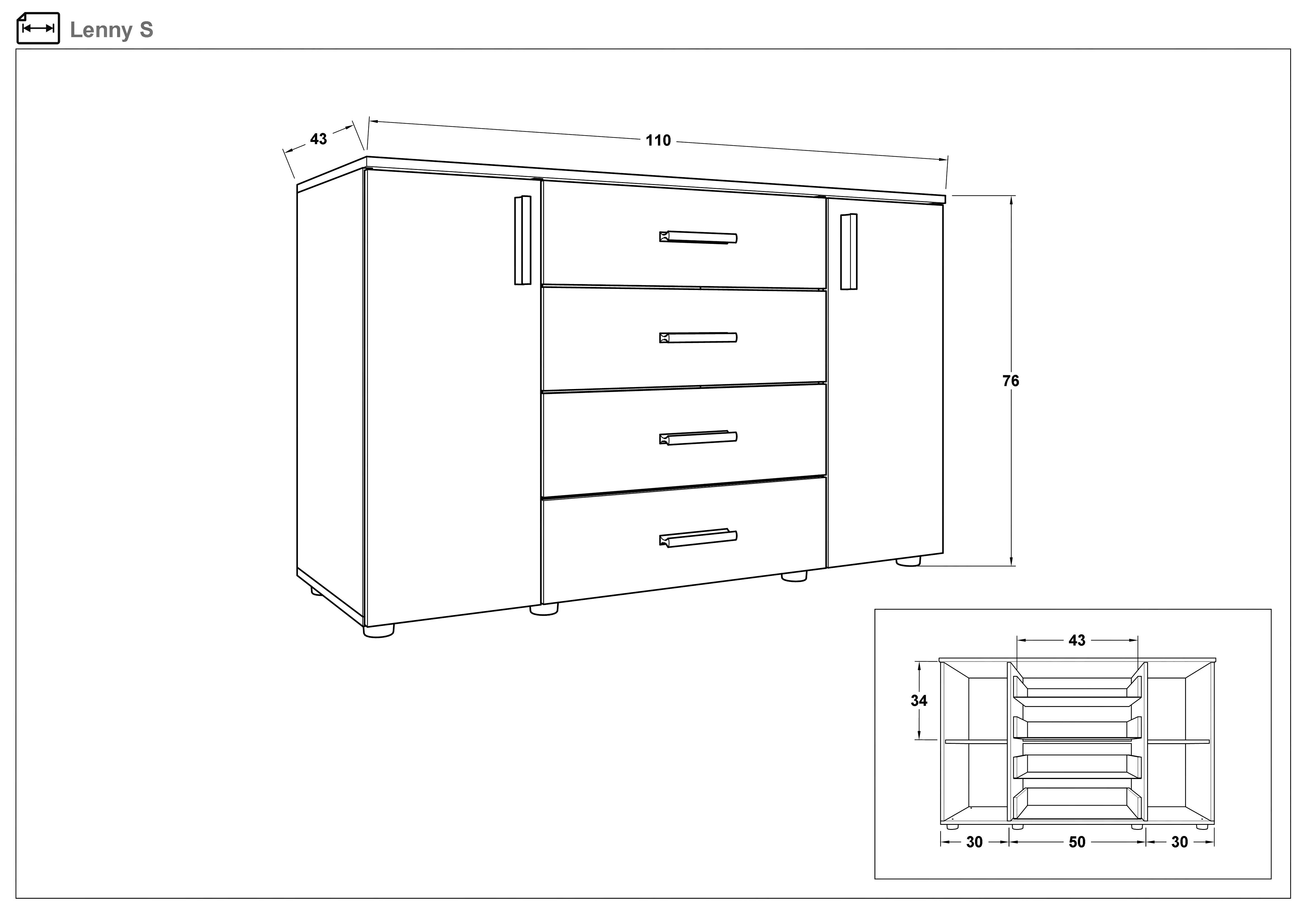 Dresser Lenny S, Wenge + Sonoma oak  2