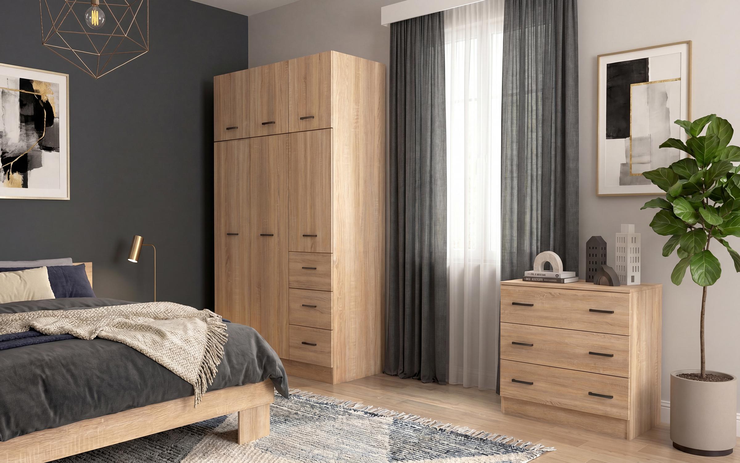 Bedroom furniture set for mattress 160/200 Vento, Natural oak  3