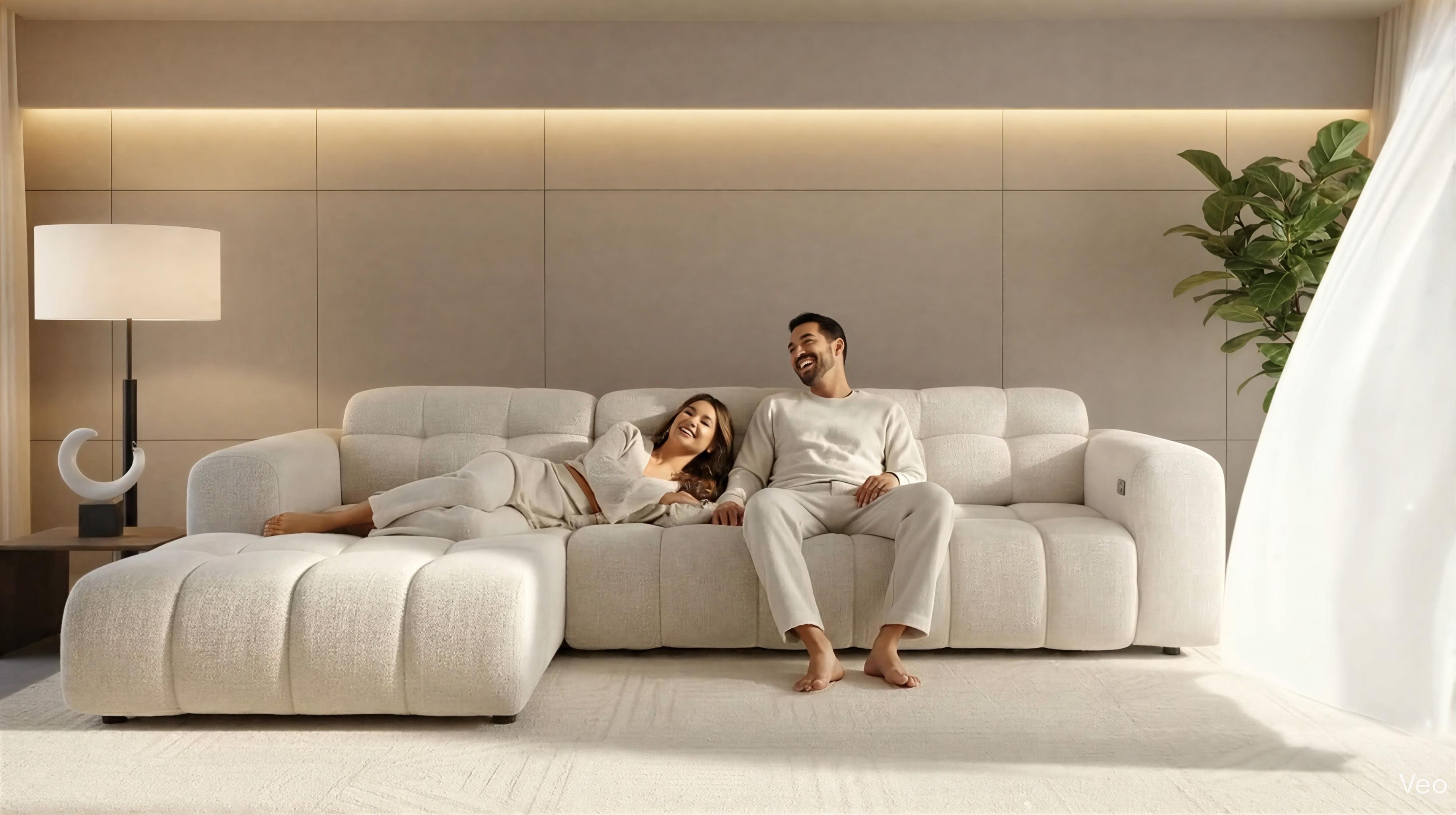 Extendable corner sofa with electric mechanism Modera, white  5