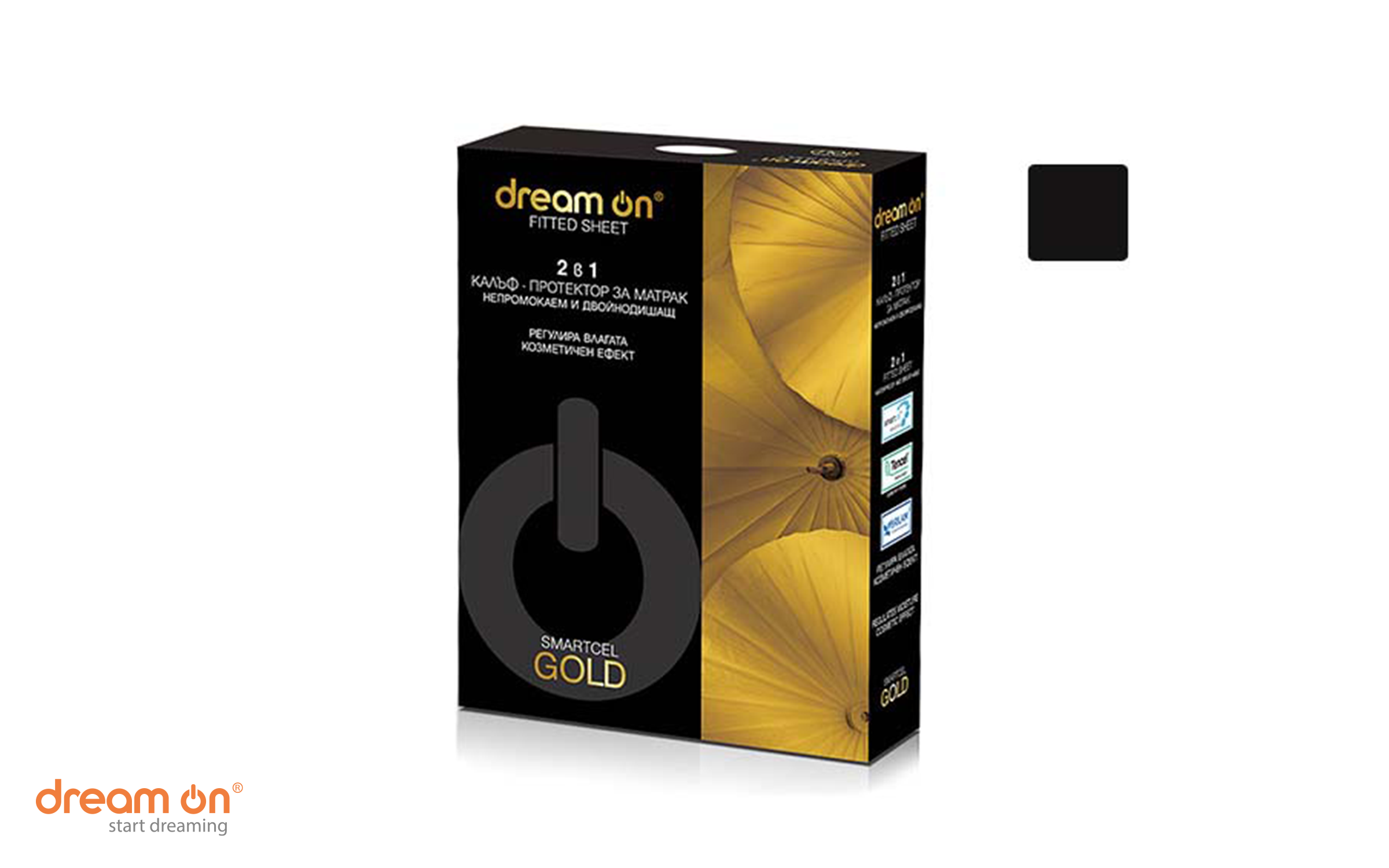 Mattress protector 150/190 - 200 Smartcel Gold, black  2