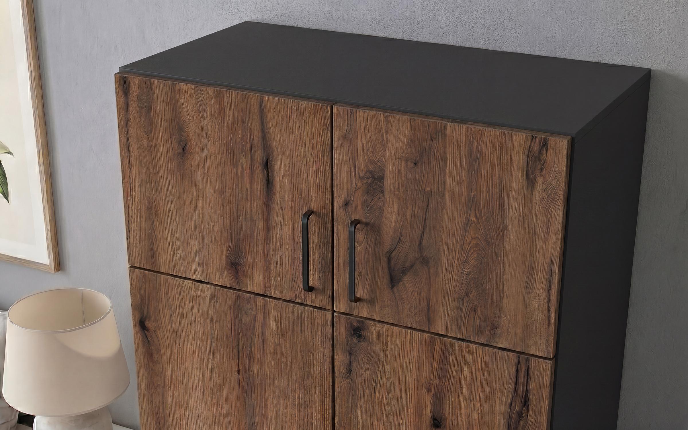 Upgrade for double-winged wardrobe Bruno and Massimo, anthracite matt + dark Scandinavian oak  1