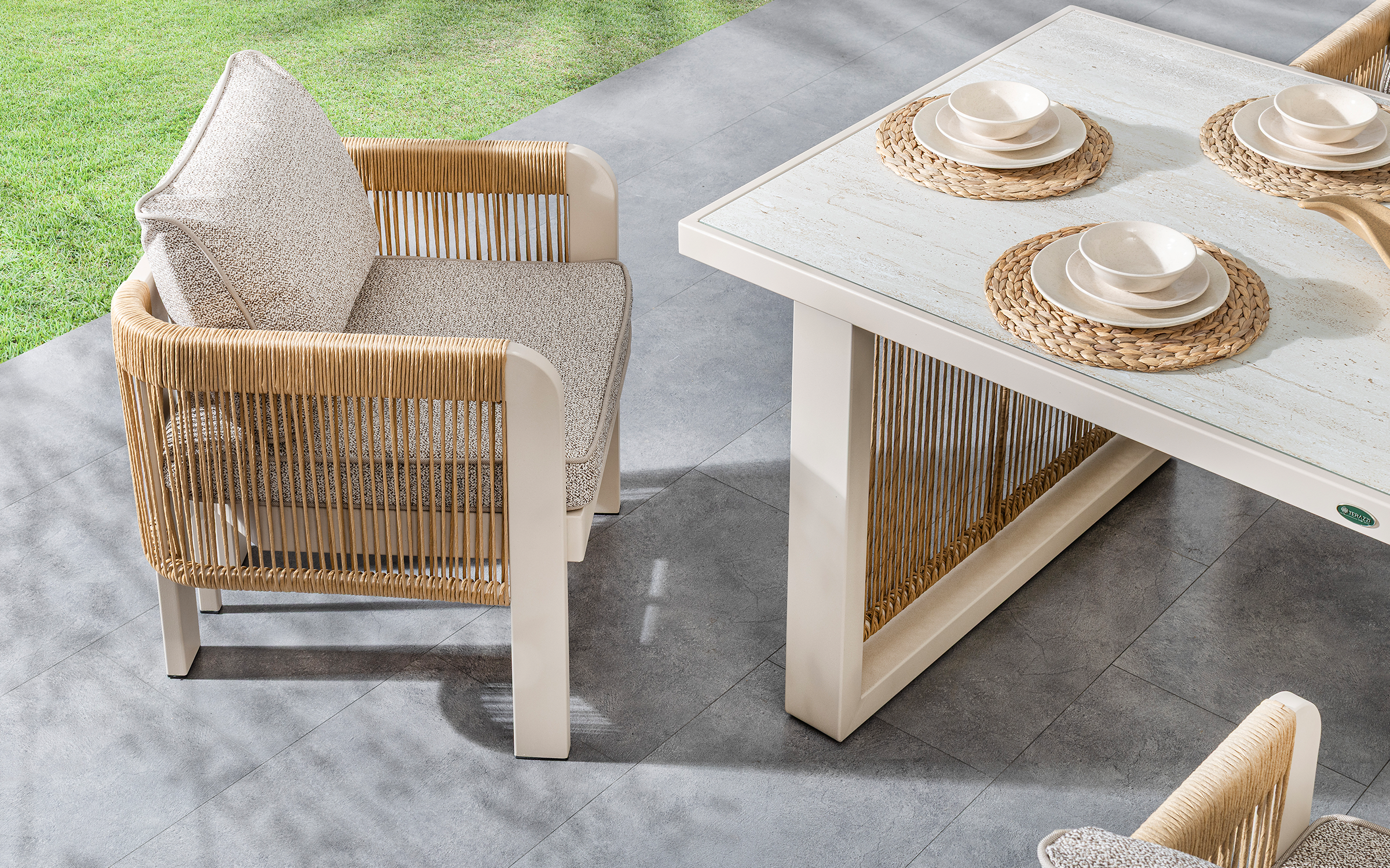 Set of table + 6 chairs Lexi, cream  3