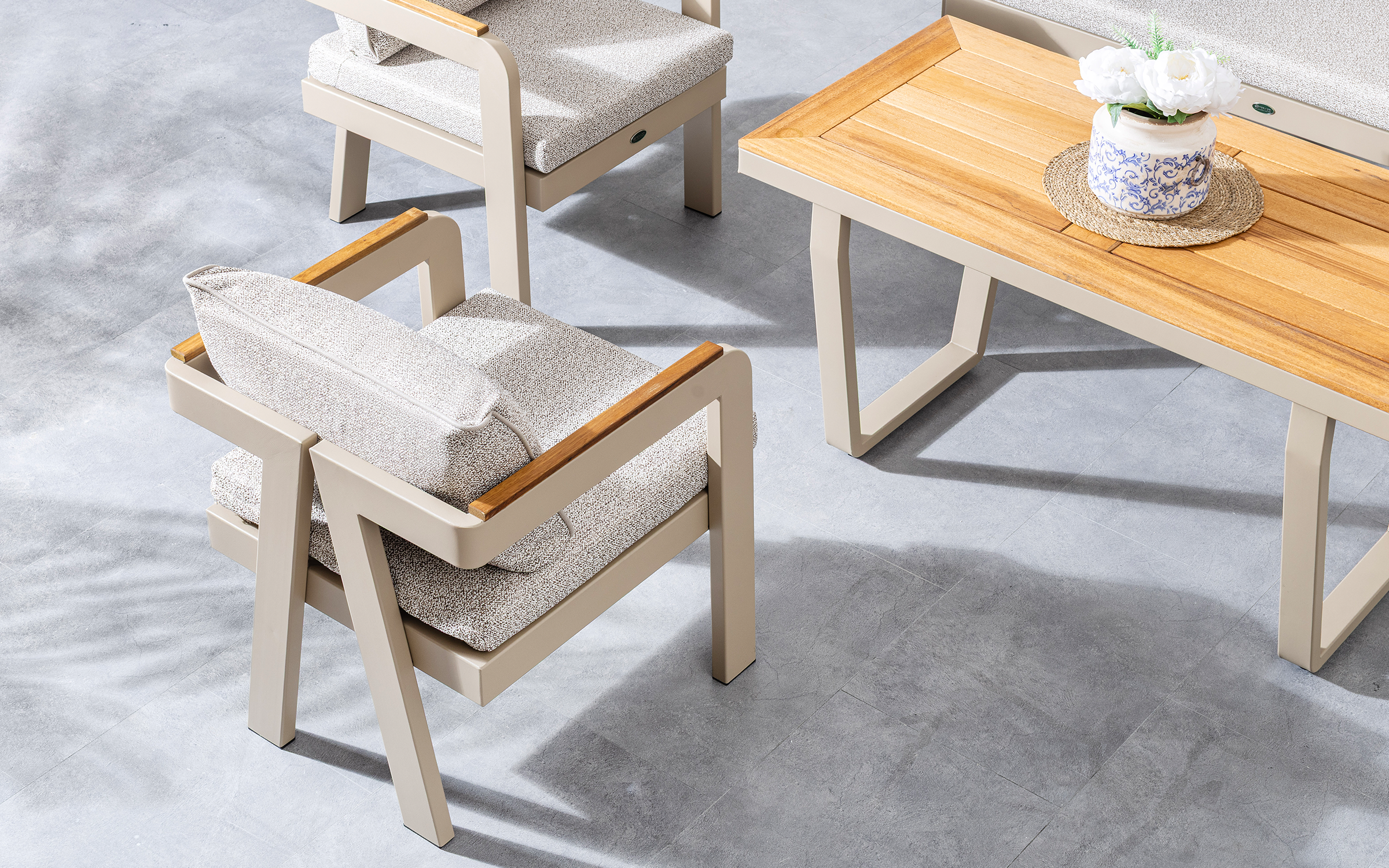 Set of table + chairs + sofa Atlantis, cream  5