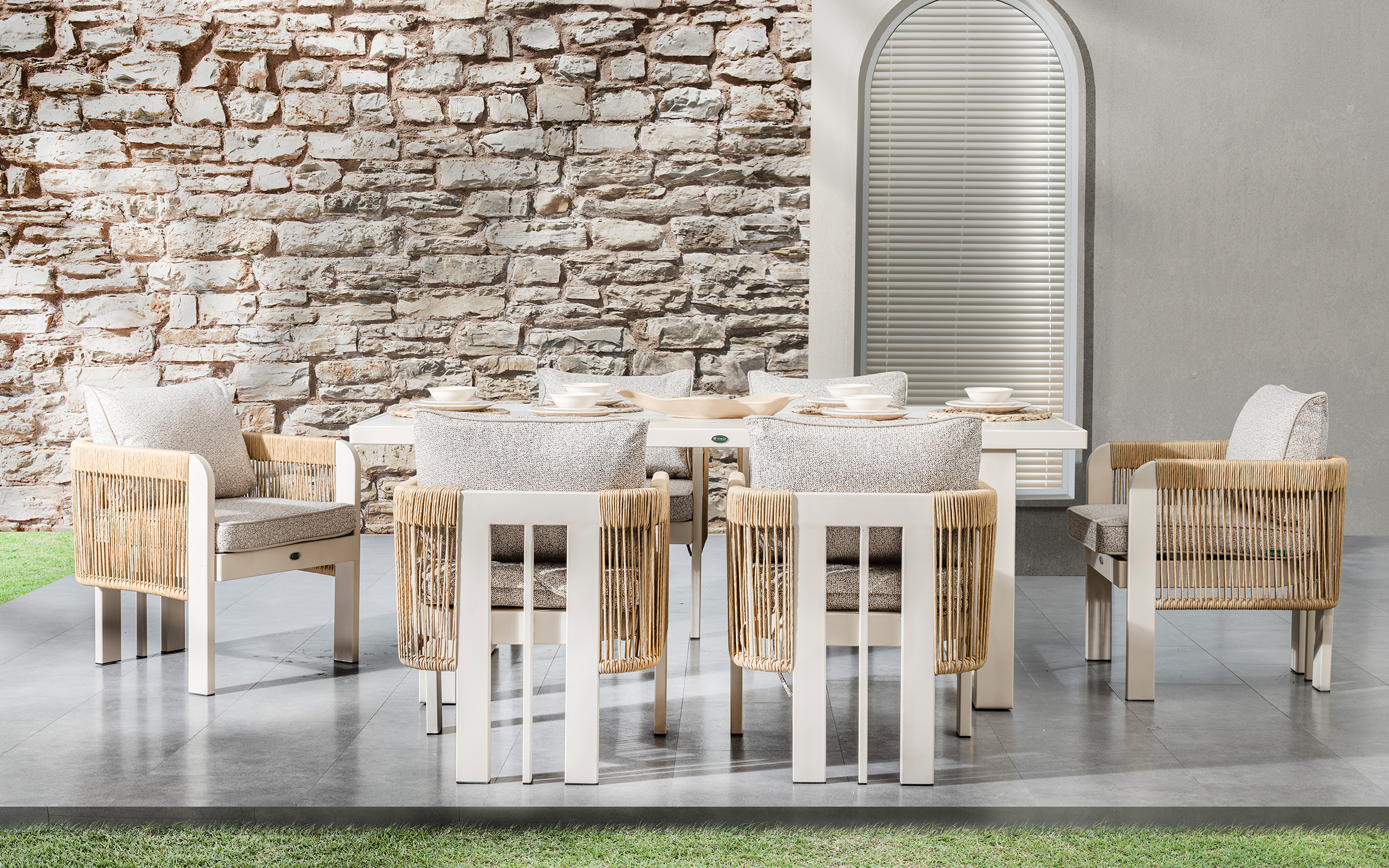 Set of table + 6 chairs Lexi, cream  2