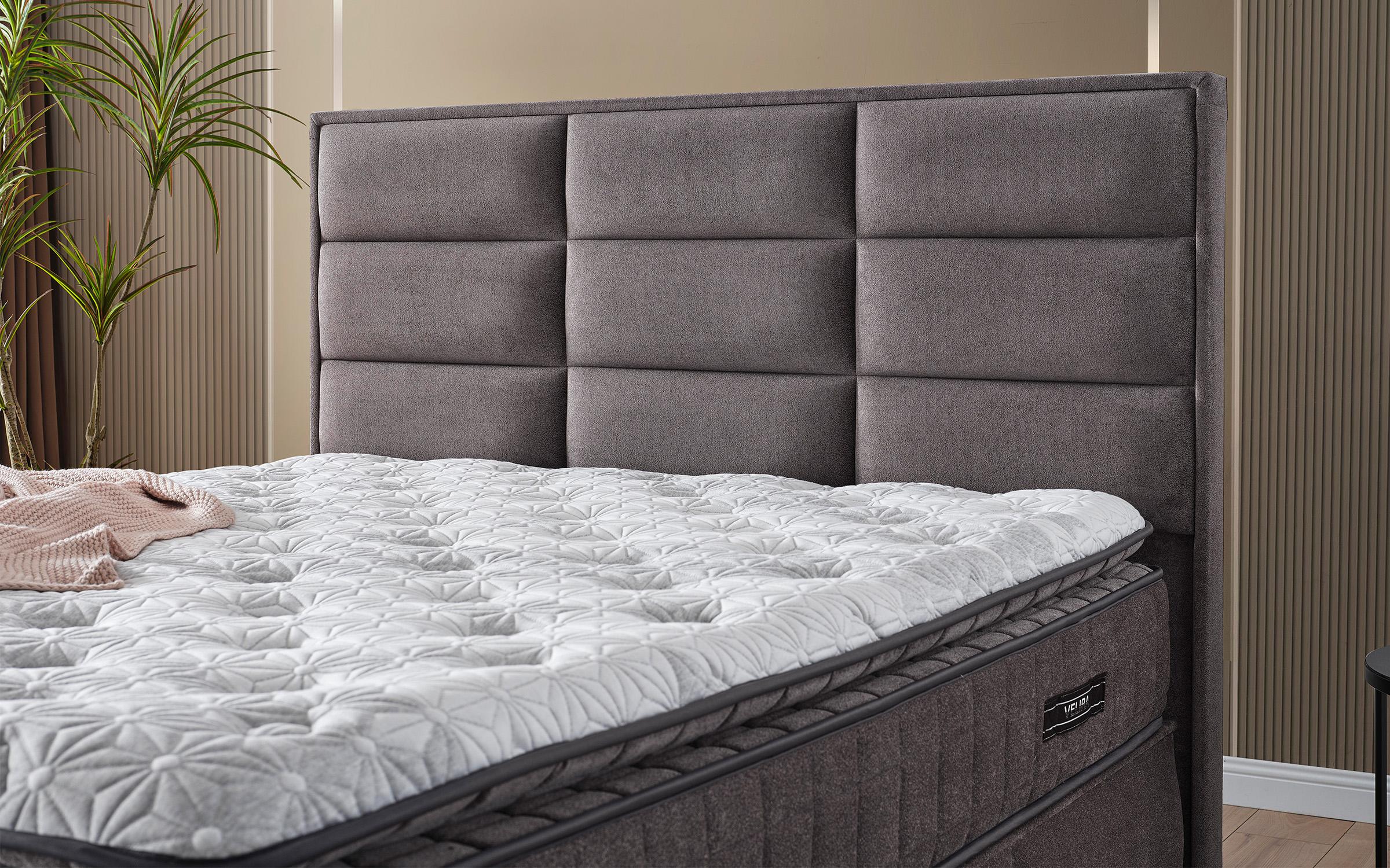 Double bed Box Spring 160/200 Velira + mattress, grey  4