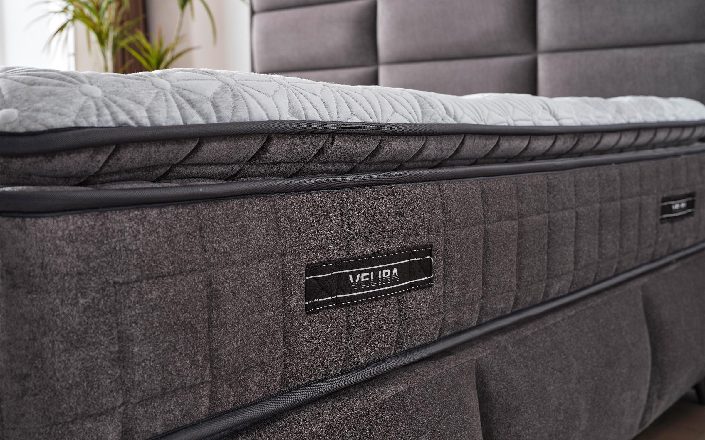 Double bed Box Spring 160/200 Velira + mattress, grey  9