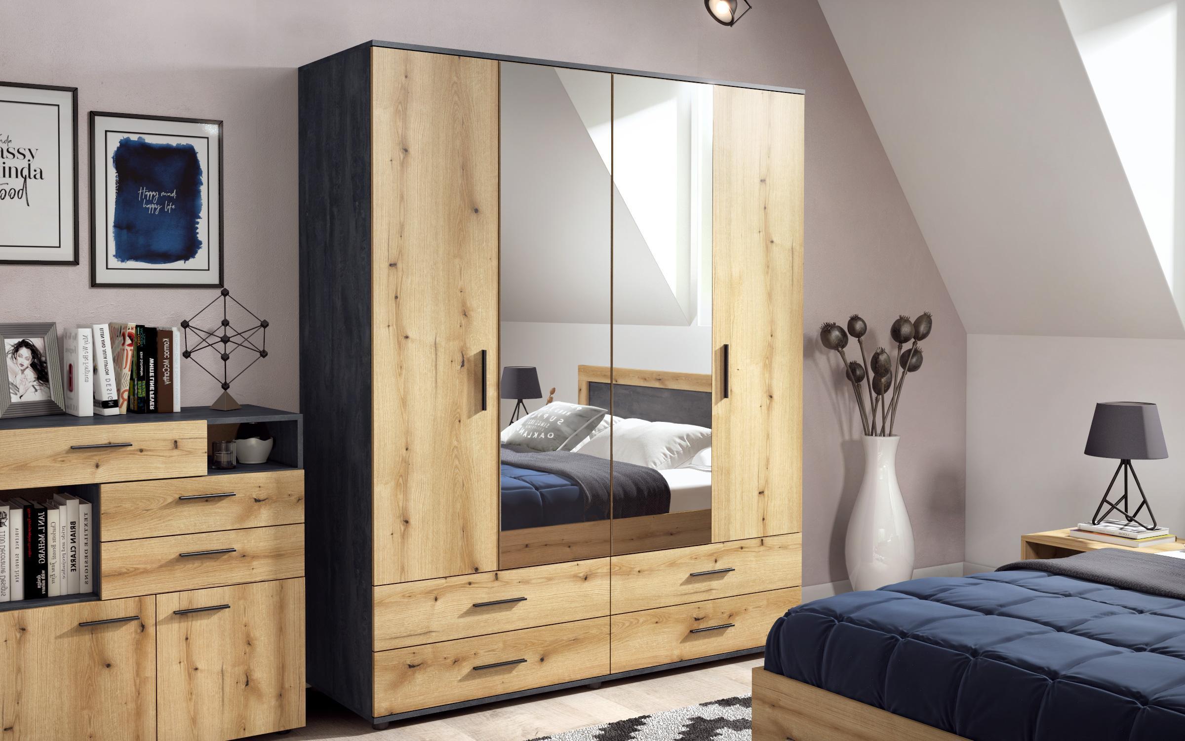 Bedroom furniture set for mattress 160/200 Philadelphia, Evoke oak + Magma  6