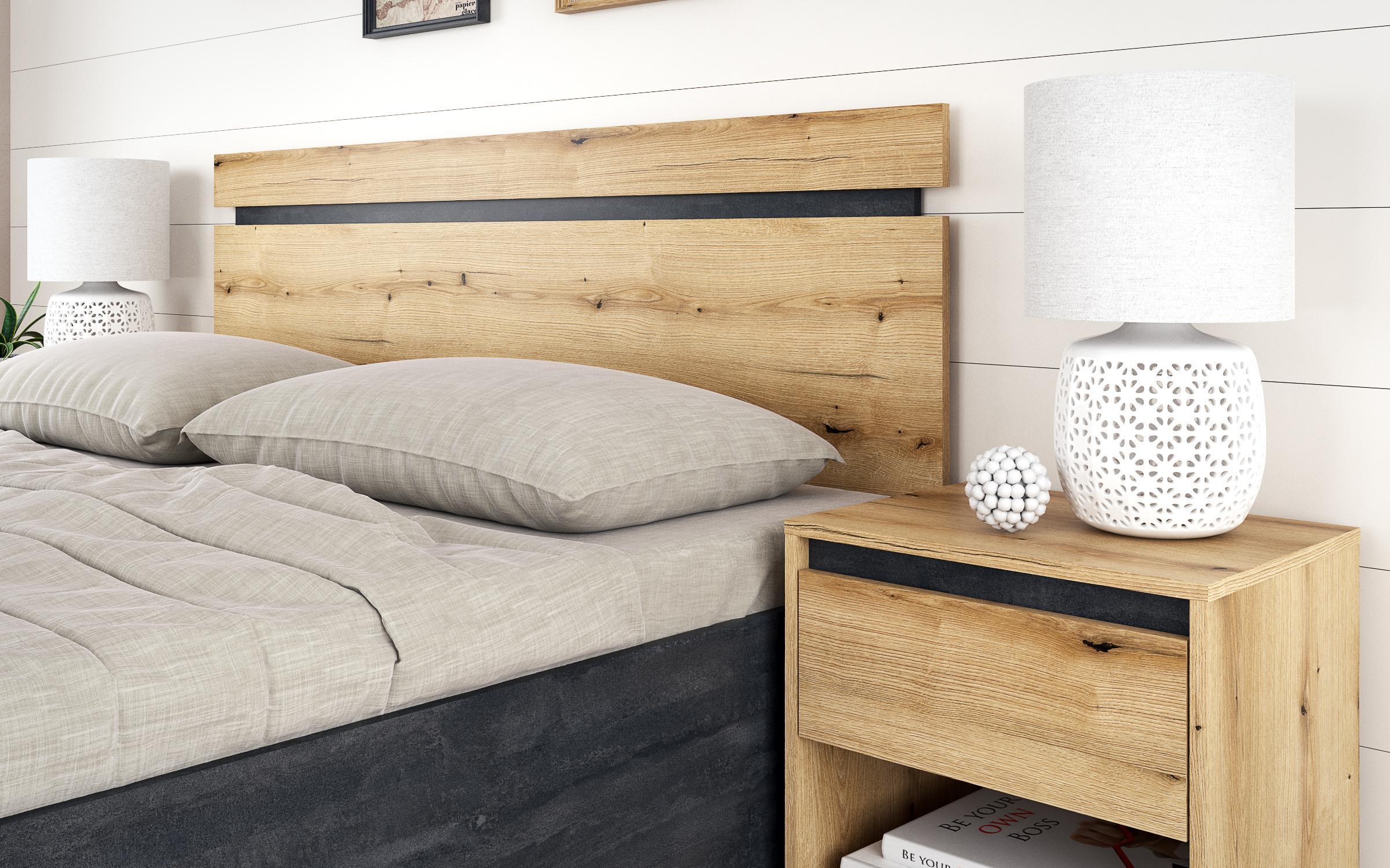 Double bed for mattress 160/200 Naxos, Evoke oak + Magma  3