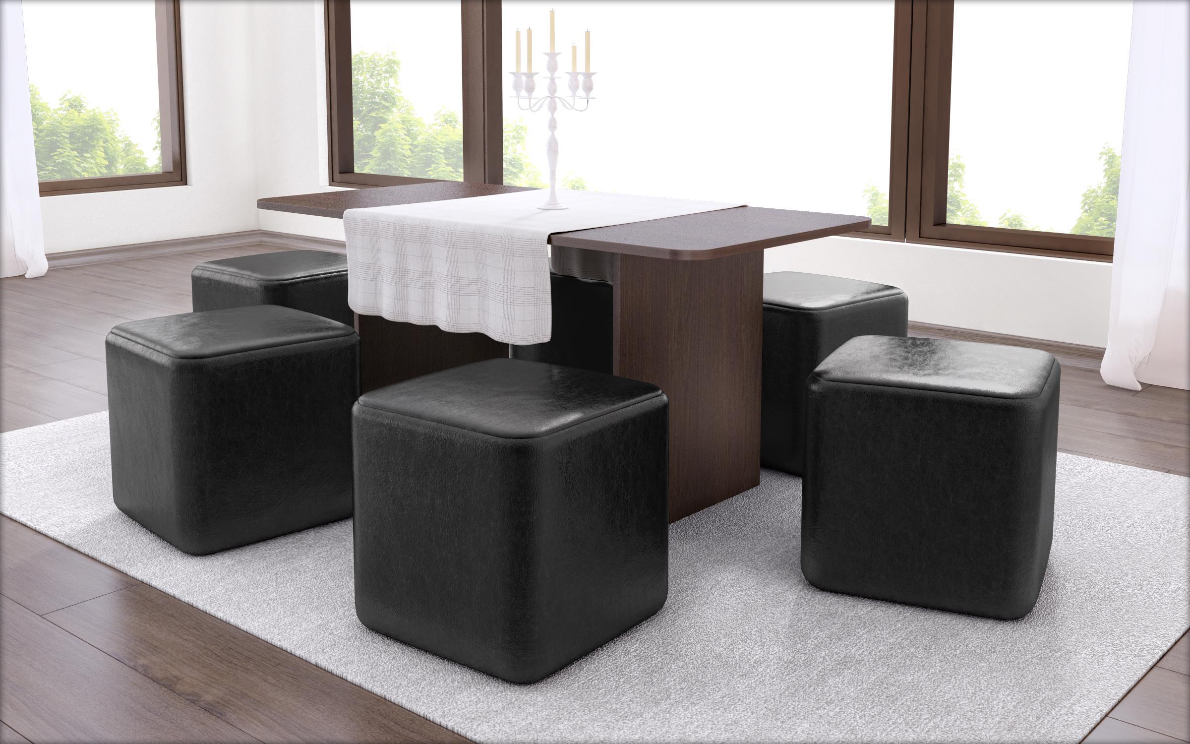 Ottoman Dolly, black leather  1