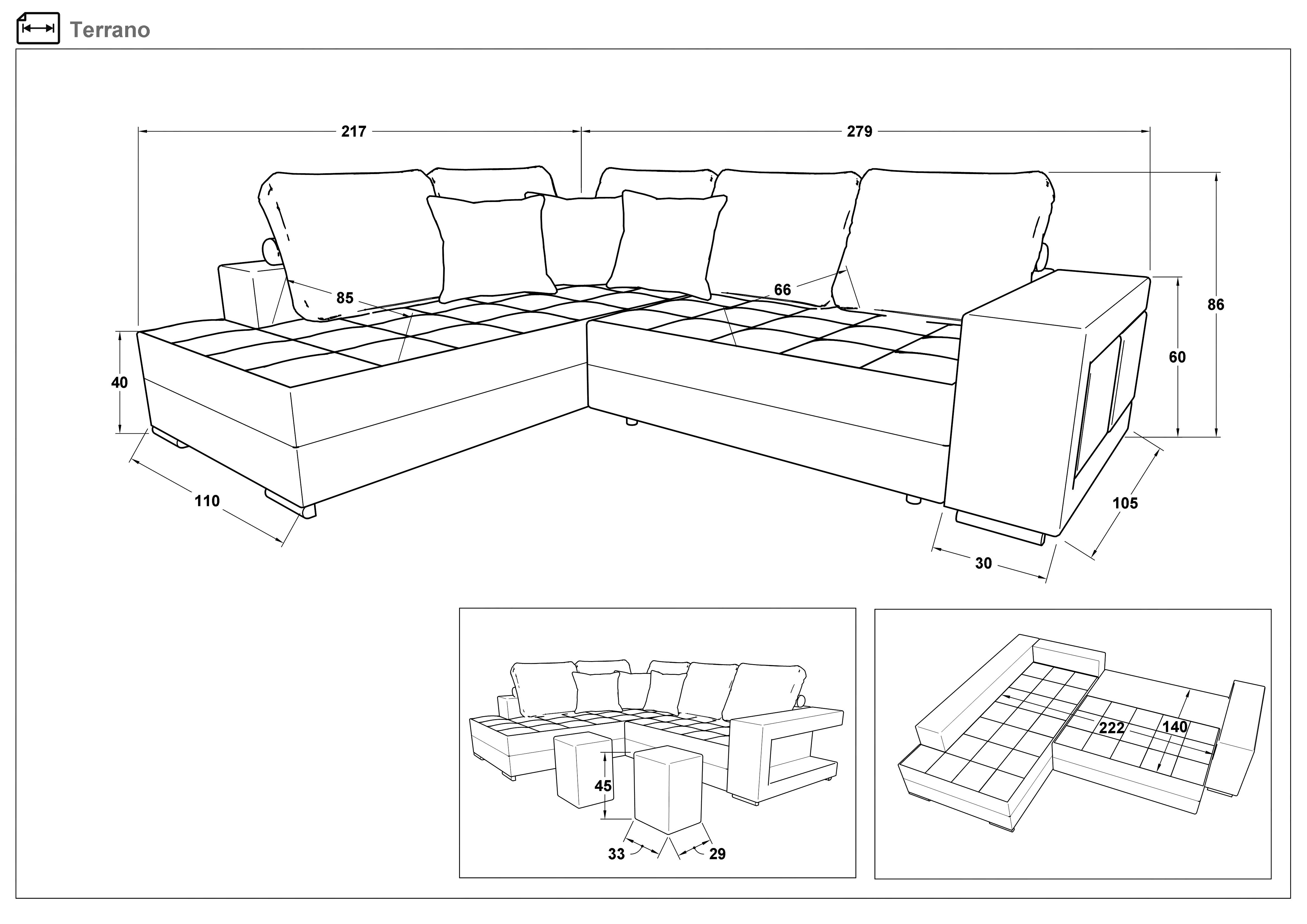 Extendable corner sofa Terano, light grey + dark grey  2