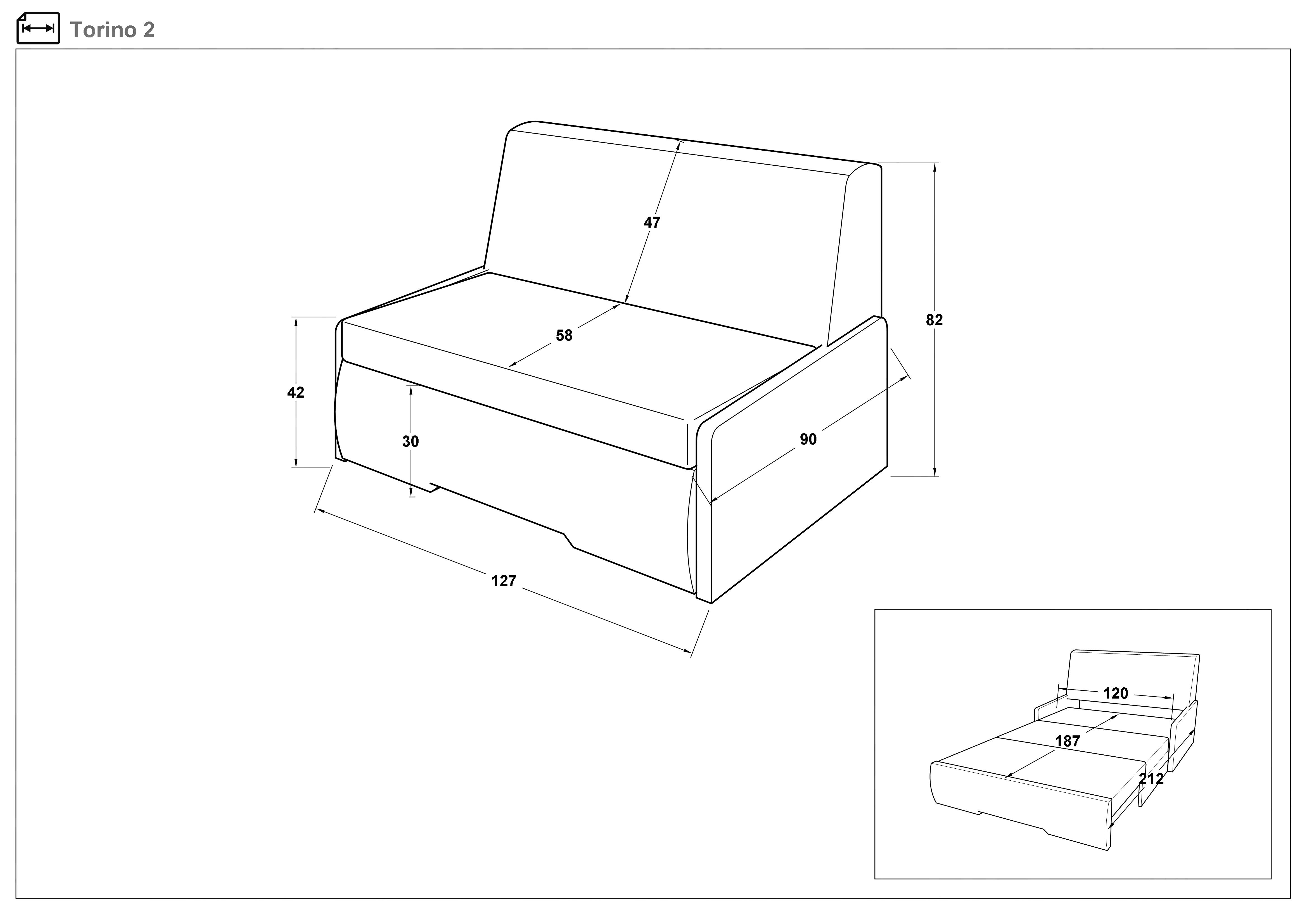Extendable sofa Torino, light grey  2