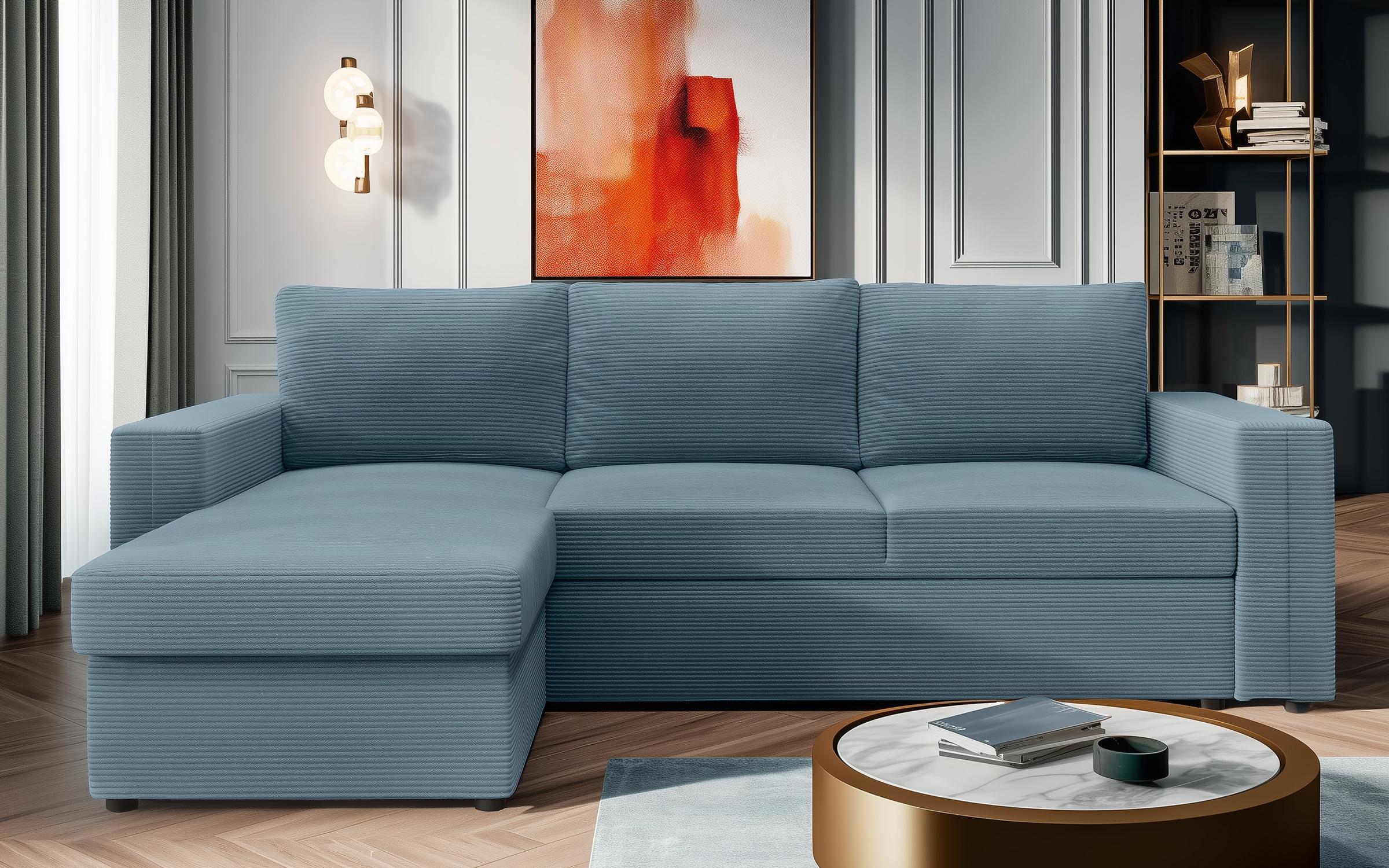 Extendable corner sofa Justin Ultra, blue  3