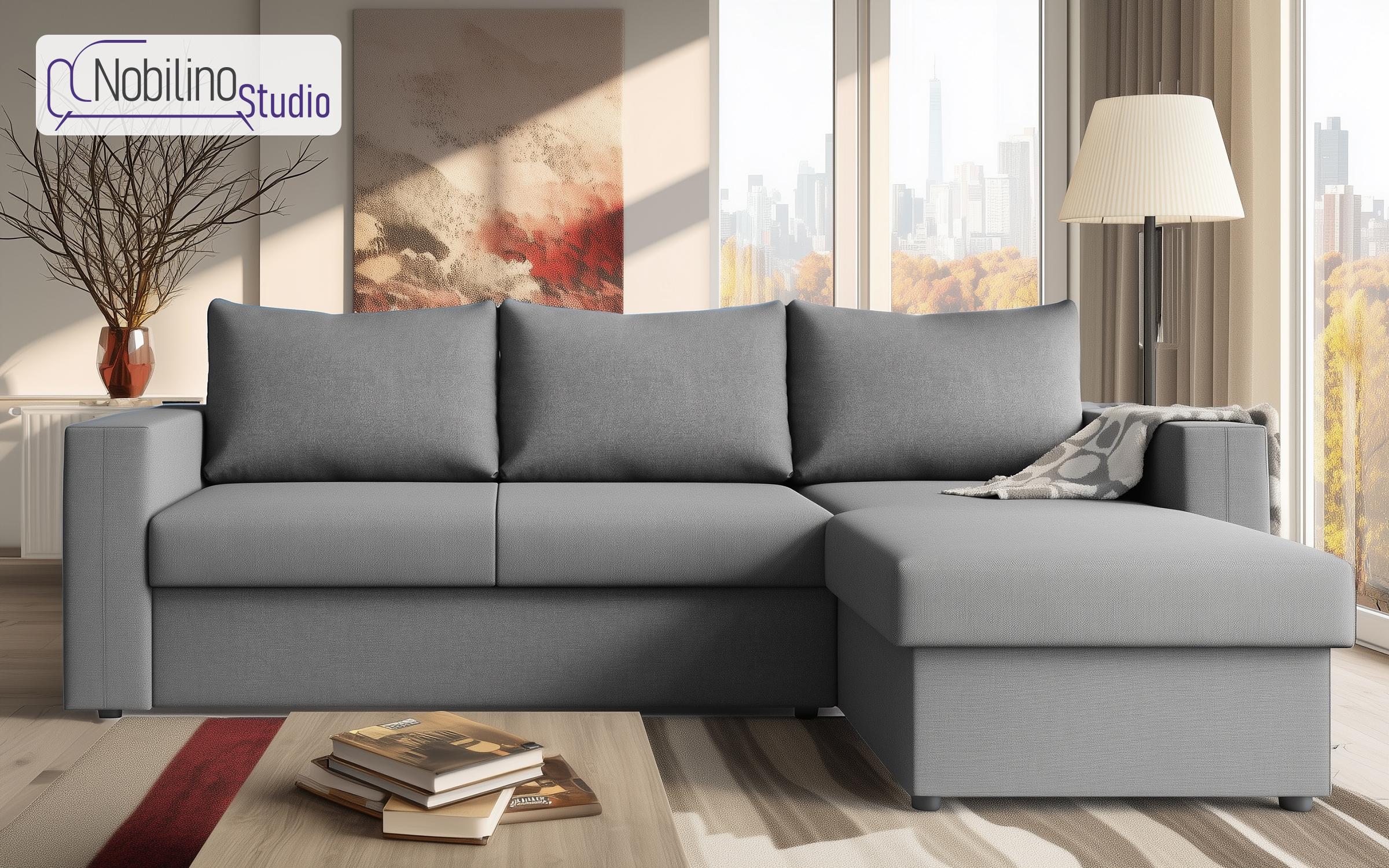Extendable corner sofa Justin, light grey  1