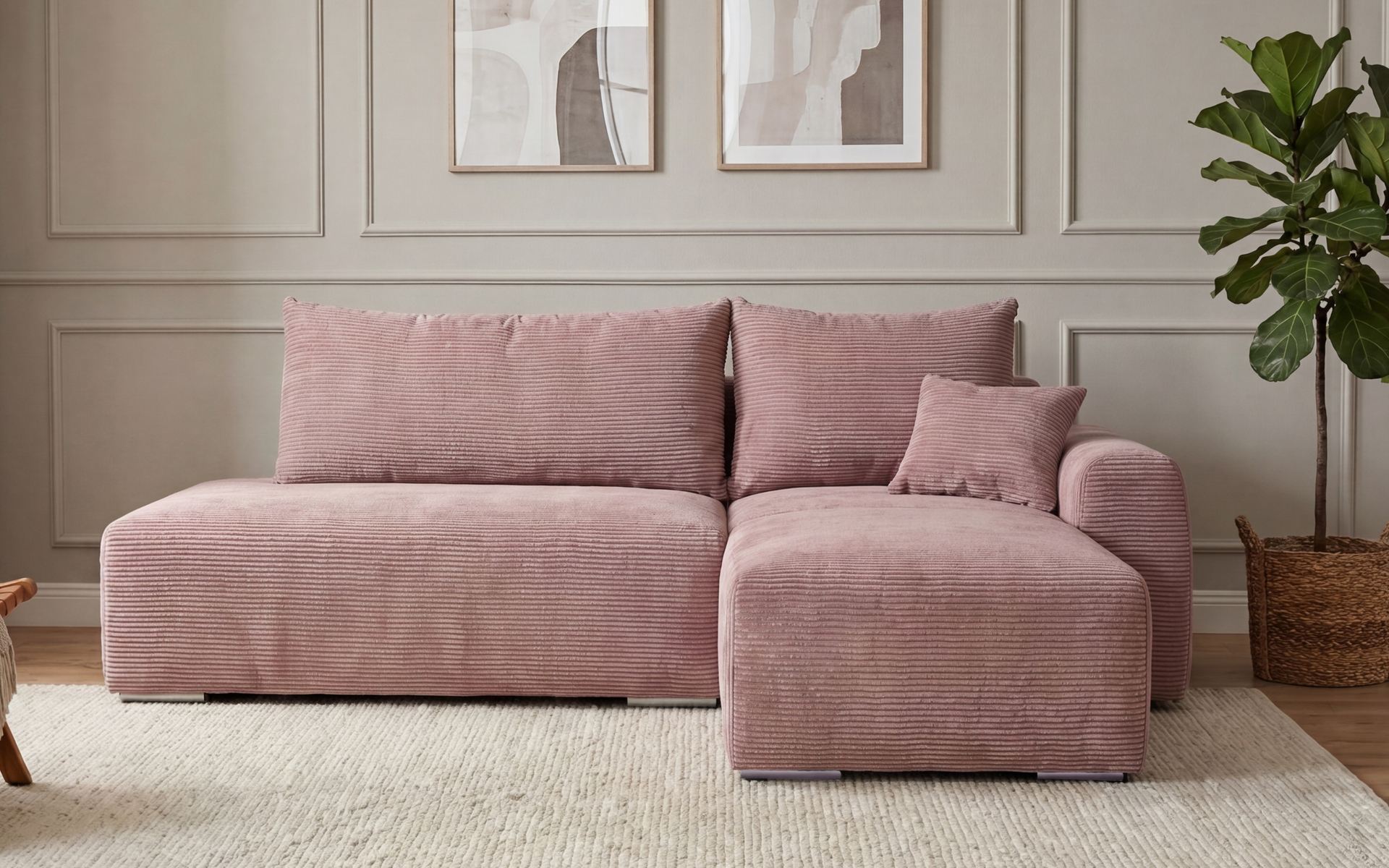 Extendable corner sofa Apollo Spring M2, ash rose  1