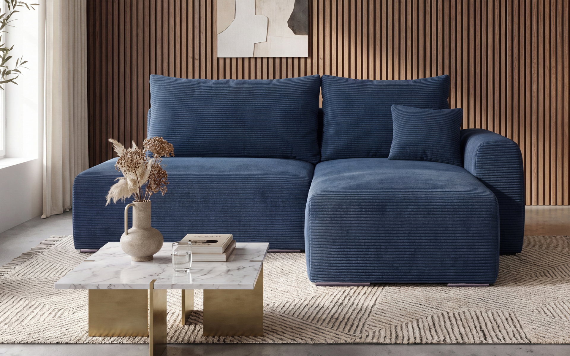 Extendable corner sofa Apollo Spring M2, blue  1