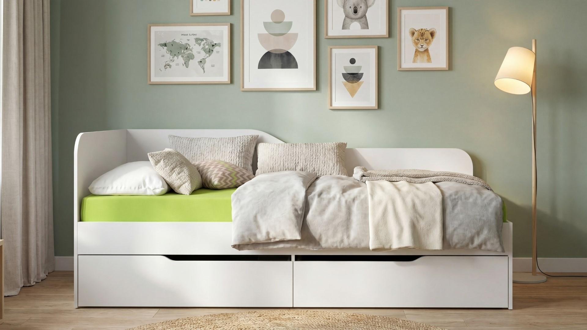Bed + drawers for mattress 90/200 Amiko, white  3