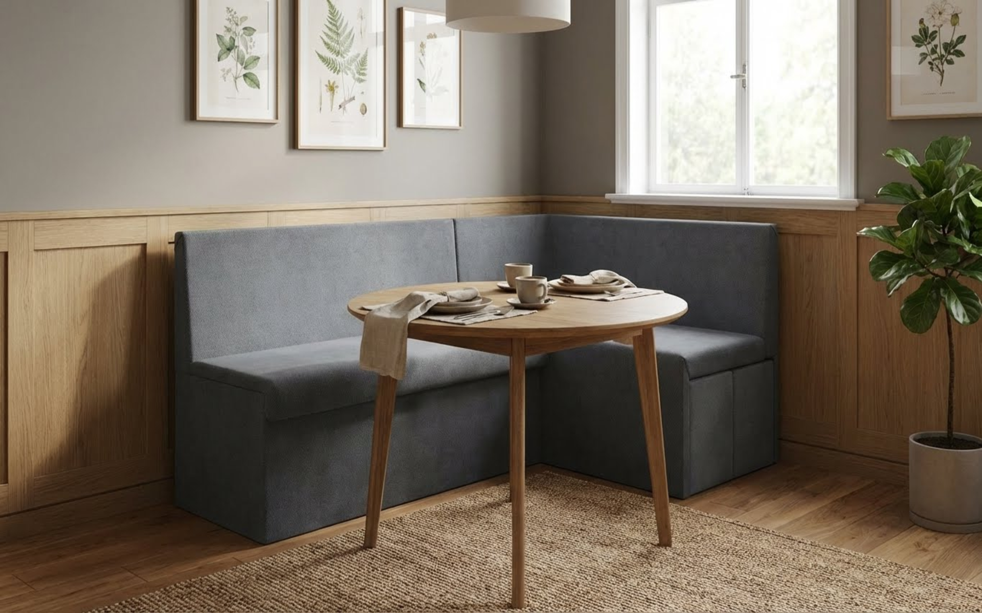 Extendable kitchen corner + 2 ottomans Venturo, dark grey + grey  5
