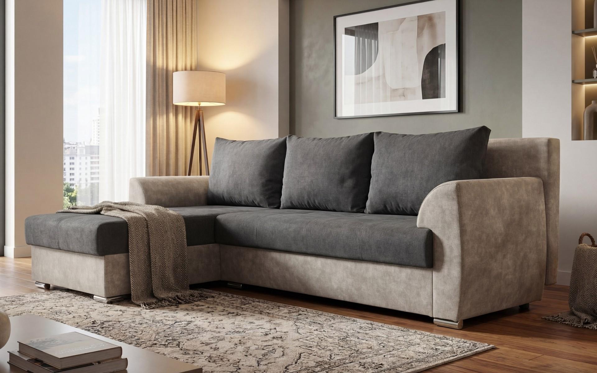 Extendable corner sofa Berg, brown + light brown  5