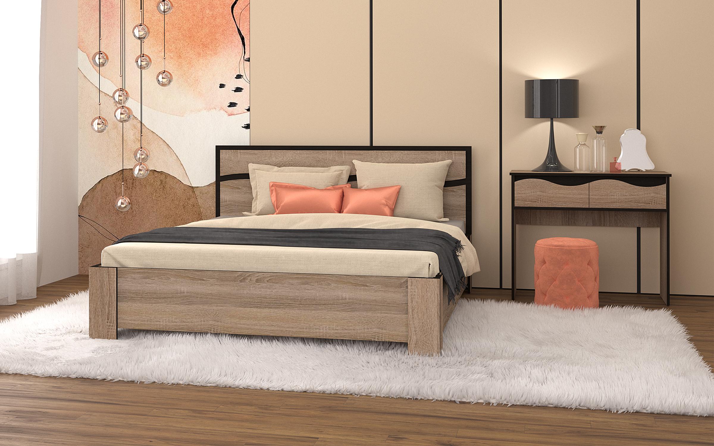 Double bed Viela 160/200, Sonoma truffle + Wenge magic  1