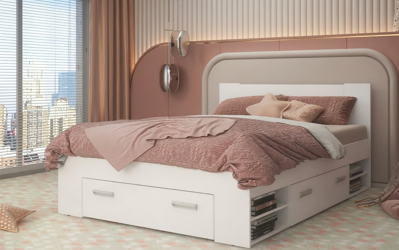 Double bed 160/200 Nemo + mattress, white  1
