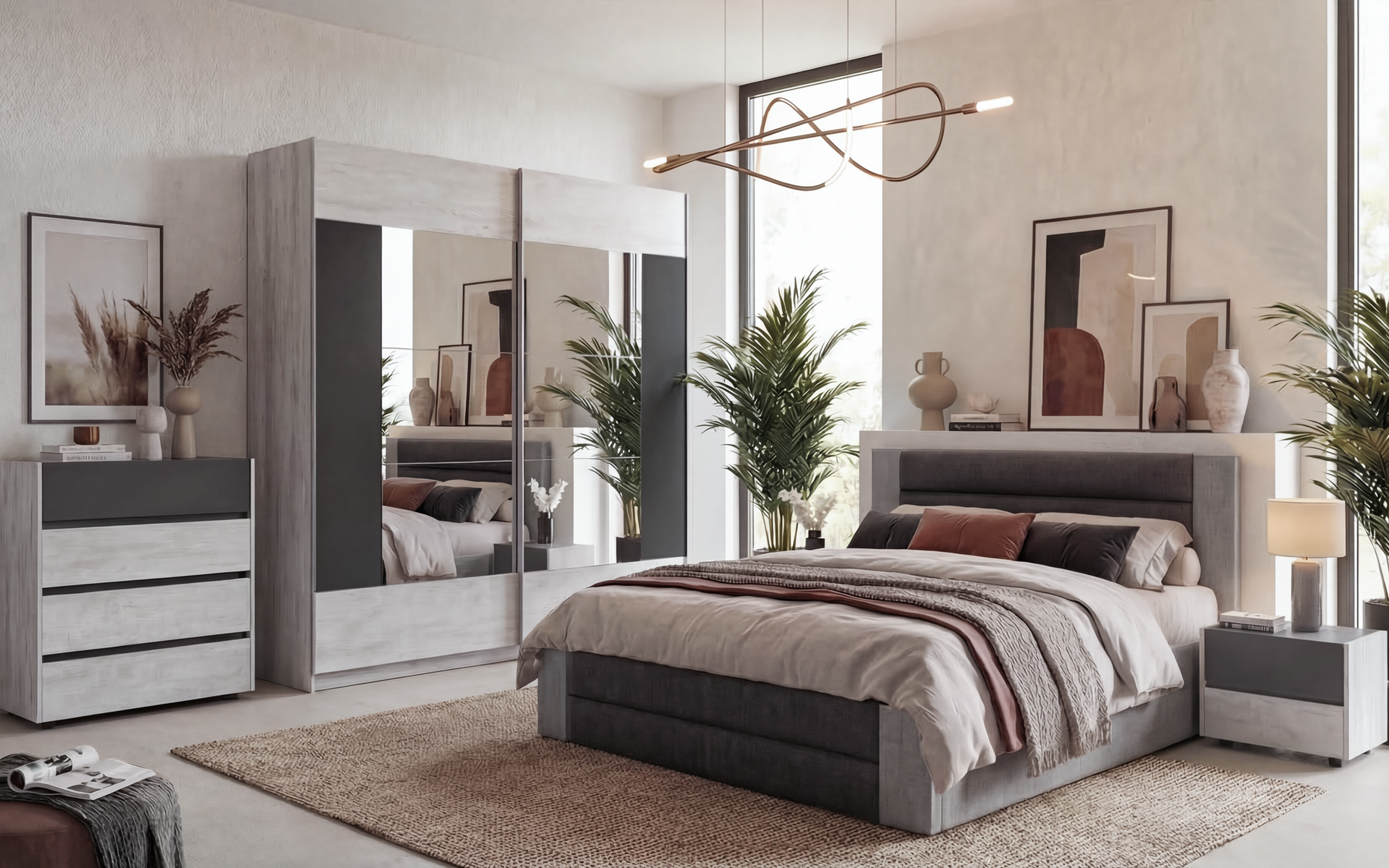 Upholstered double bed for mattress 160/200 Prestige, grey + dark grey  3