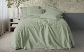 4 parts 200/220 cm; Ranforce 100% Cotton Bed linen Plain Sage thumb