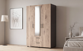 Three-winged wardrobe with drawers, mirror and clothes rod Bruno M 1 thumb
