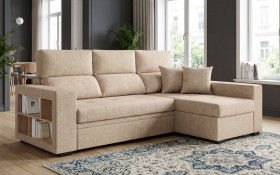Extendable corner sofa with shelf armrest Astor thumb