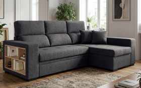 Extendable corner sofa with shelf armrest Astor thumb