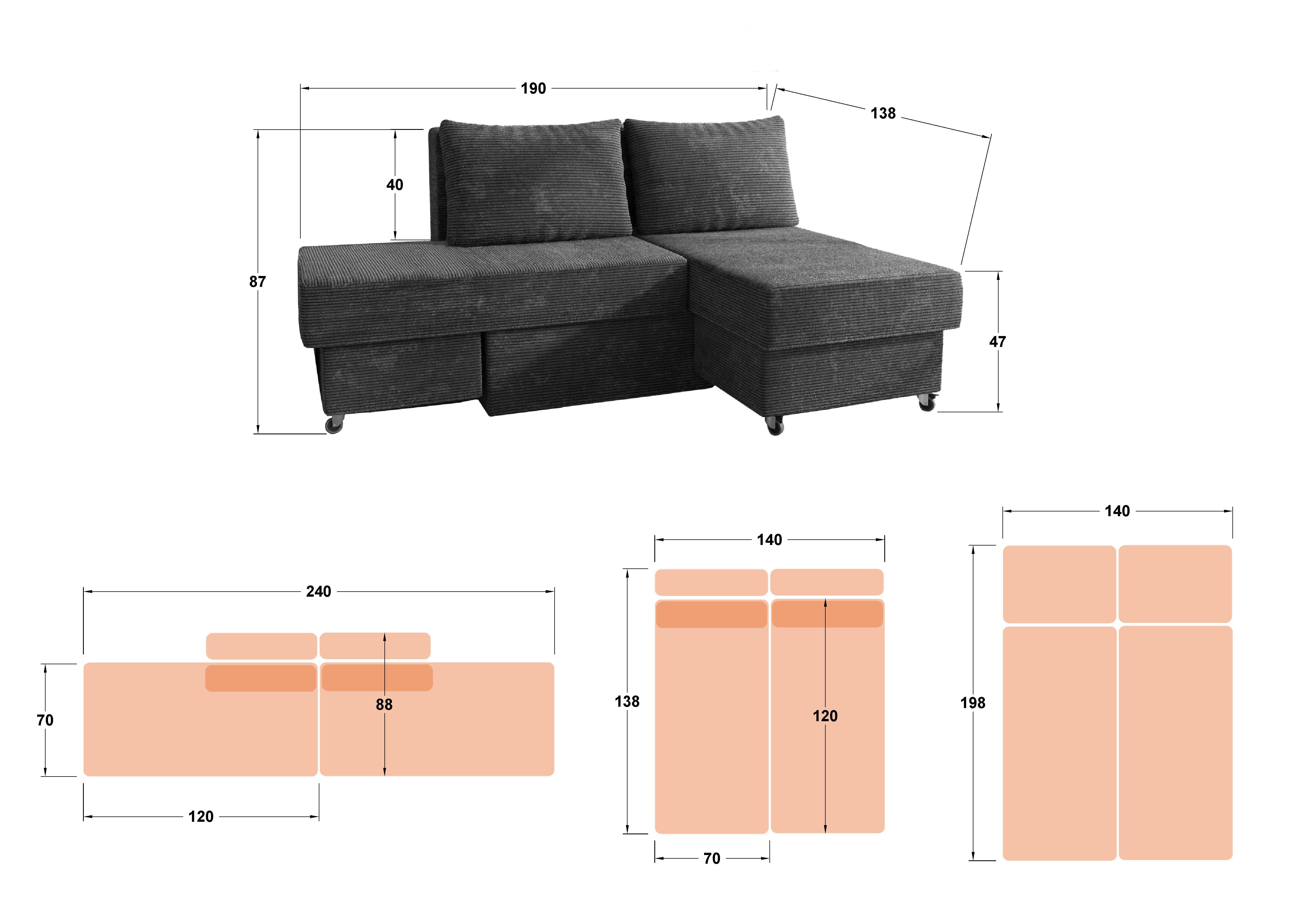 Extendable corner sofa Bonnie thumb