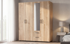 Wardrobe with clothes rod and shelves Bruno L 2 thumb