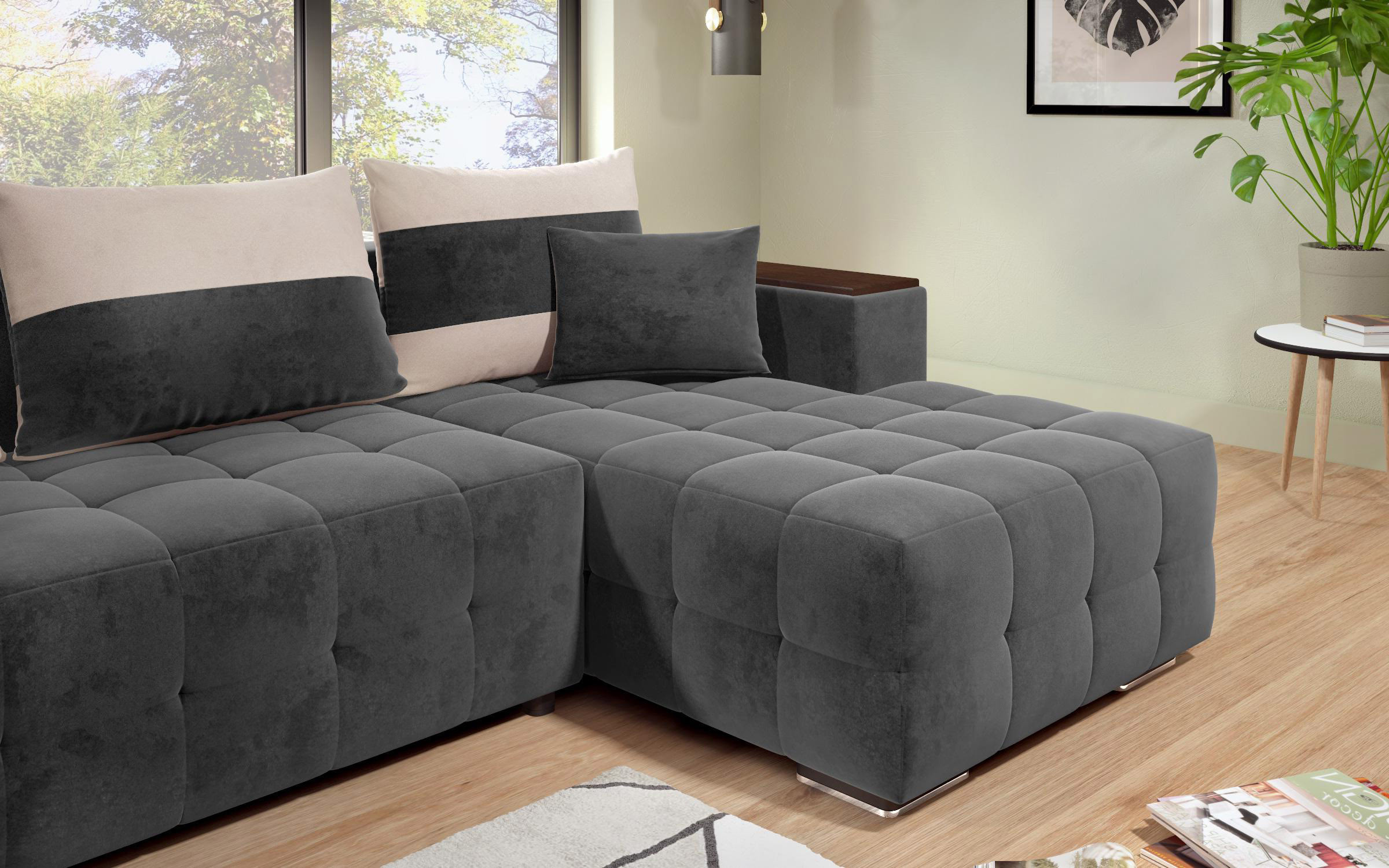 Sofa Melvin S with chaise + mini shelf armrest thumb