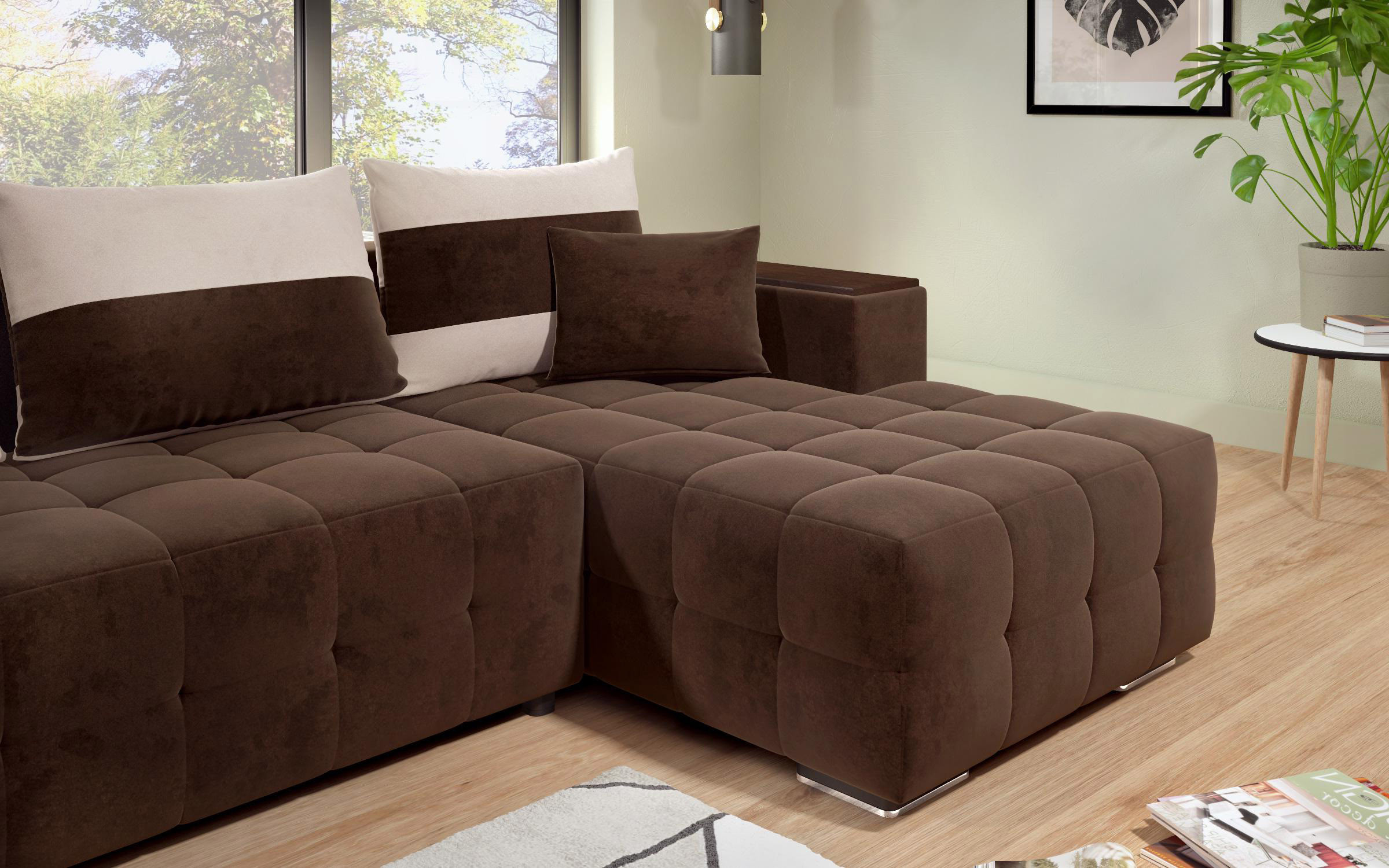 Sofa Melvin S with chaise + mini shelf armrest thumb