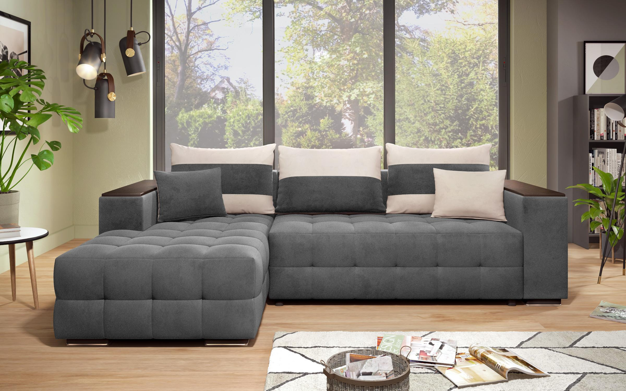 Sofa Melvin S with chaise + mini shelf armrest thumb