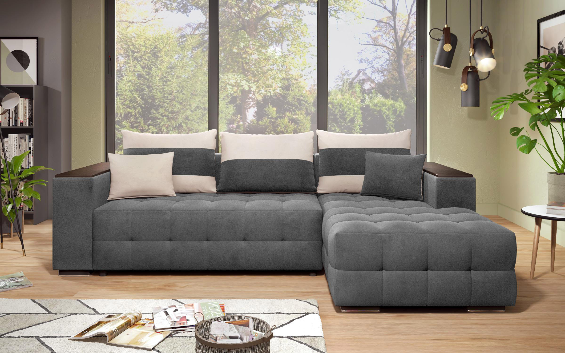 Sofa Melvin S with chaise + mini shelf armrest thumb