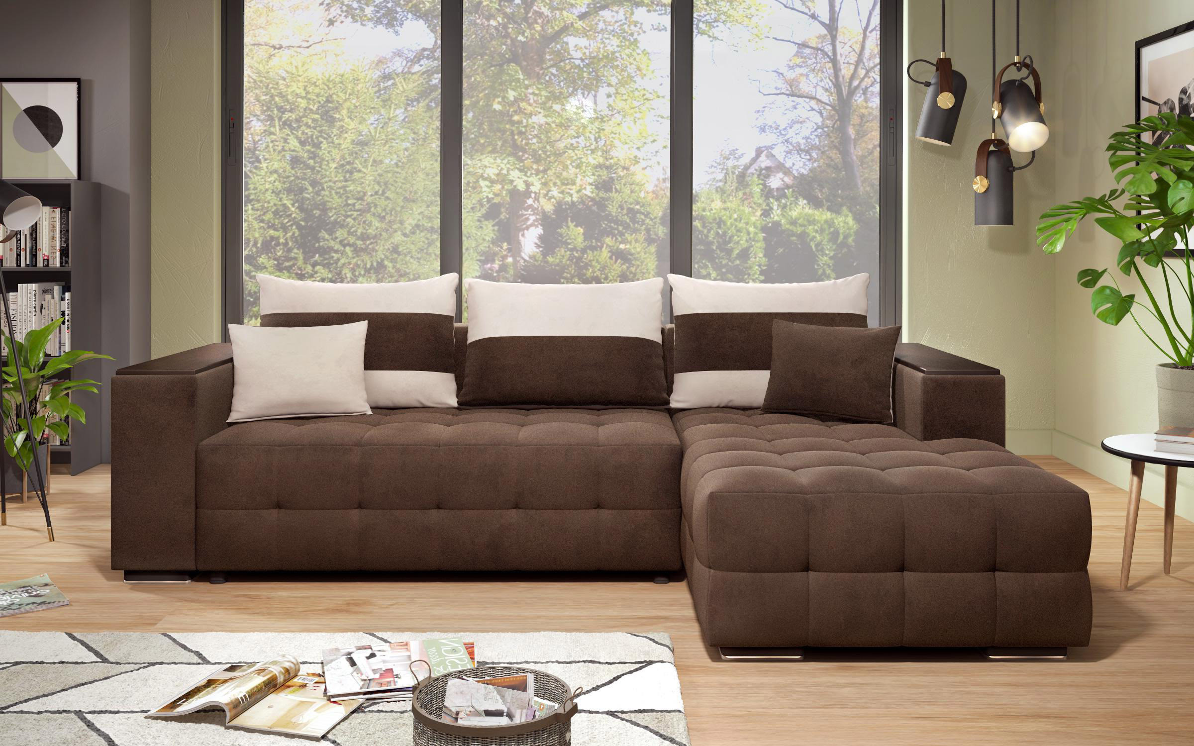 Sofa Melvin S with chaise + mini shelf armrest thumb