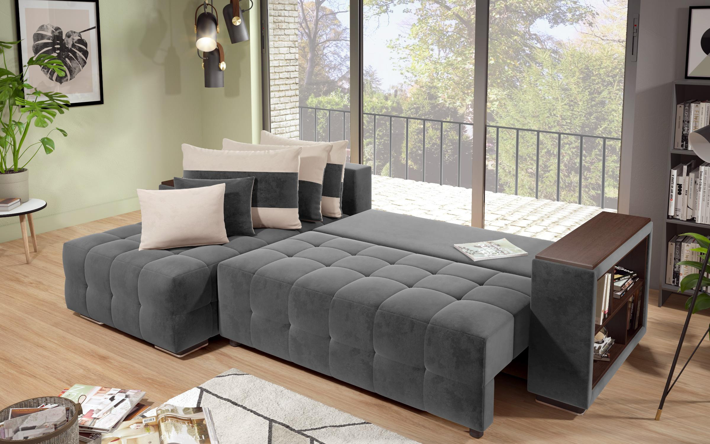 Sofa Melvin S with chaise + mini shelf armrest thumb