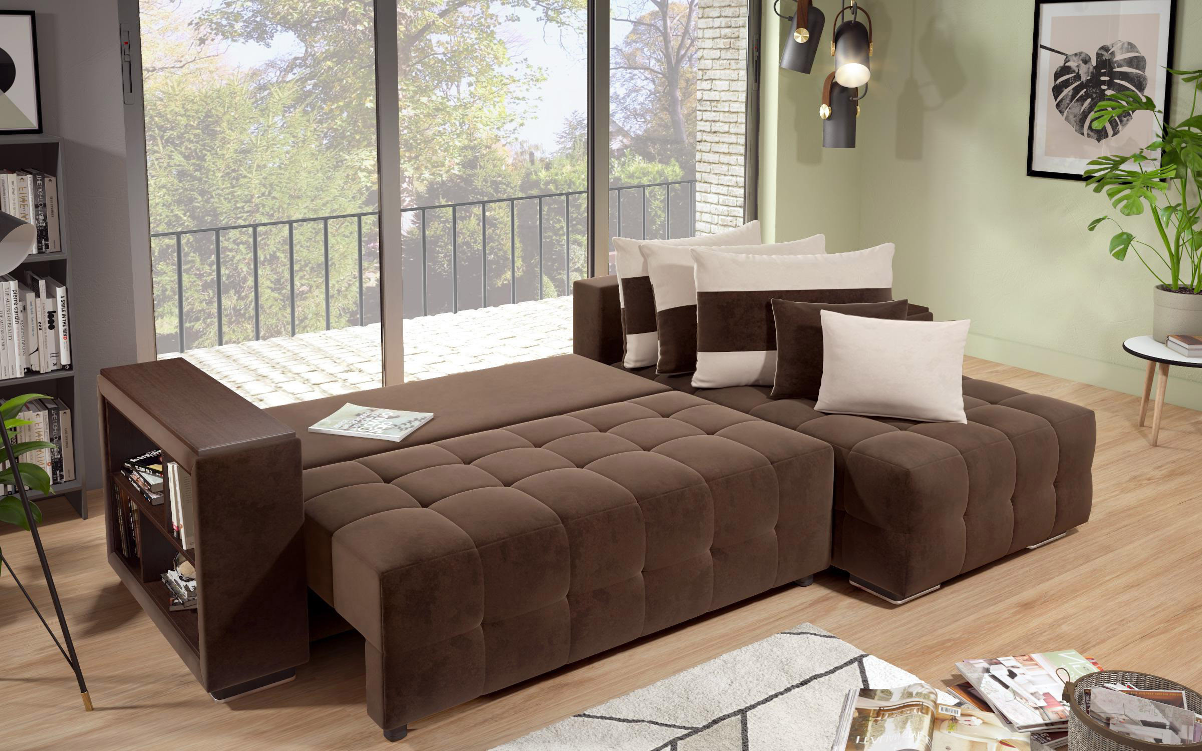 Sofa Melvin S with chaise + mini shelf armrest thumb