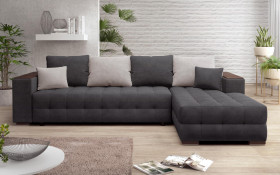 Extendable sofa Melvin Spring with chaise + mini shelf armrest thumb