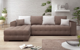 Extendable sofa Melvin Spring with chaise + mini shelf armrest thumb