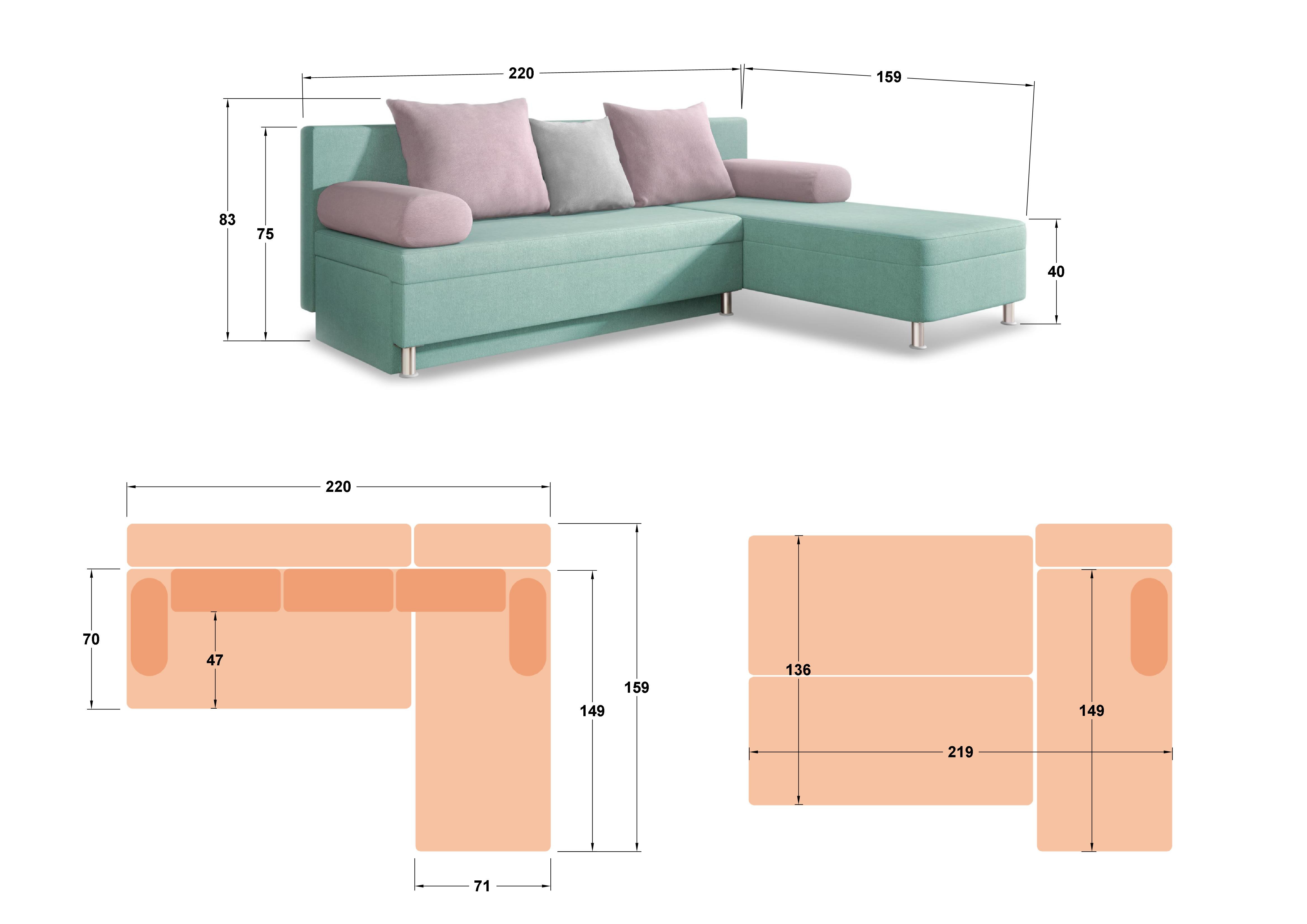 Extendable corner sofa Danny M thumb