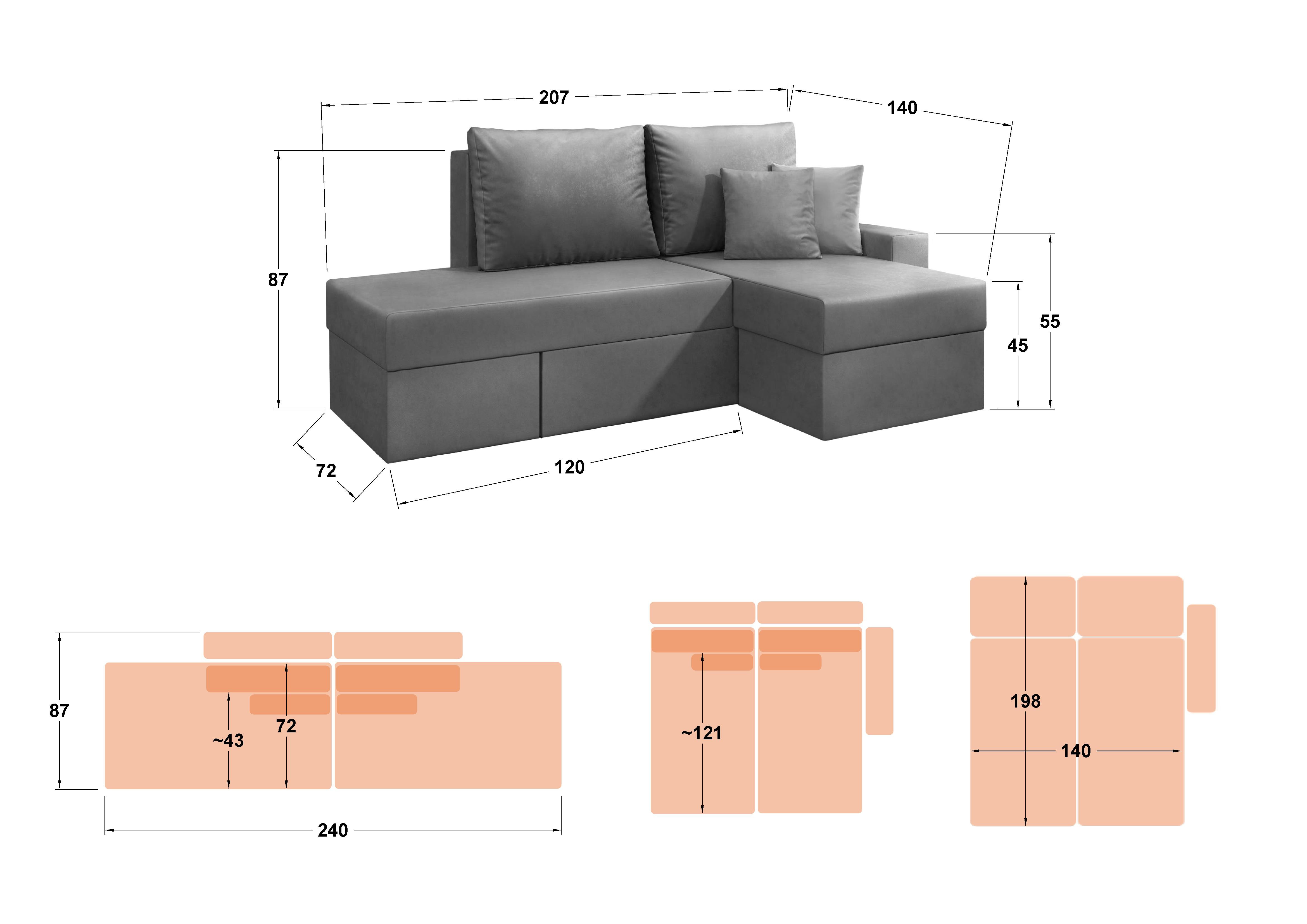 Extendable corner sofa Fox thumb