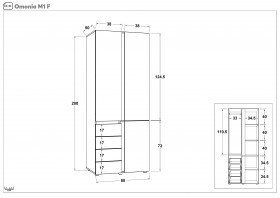 Double-winged wardrobe with drawers Omonia M 1 thumb