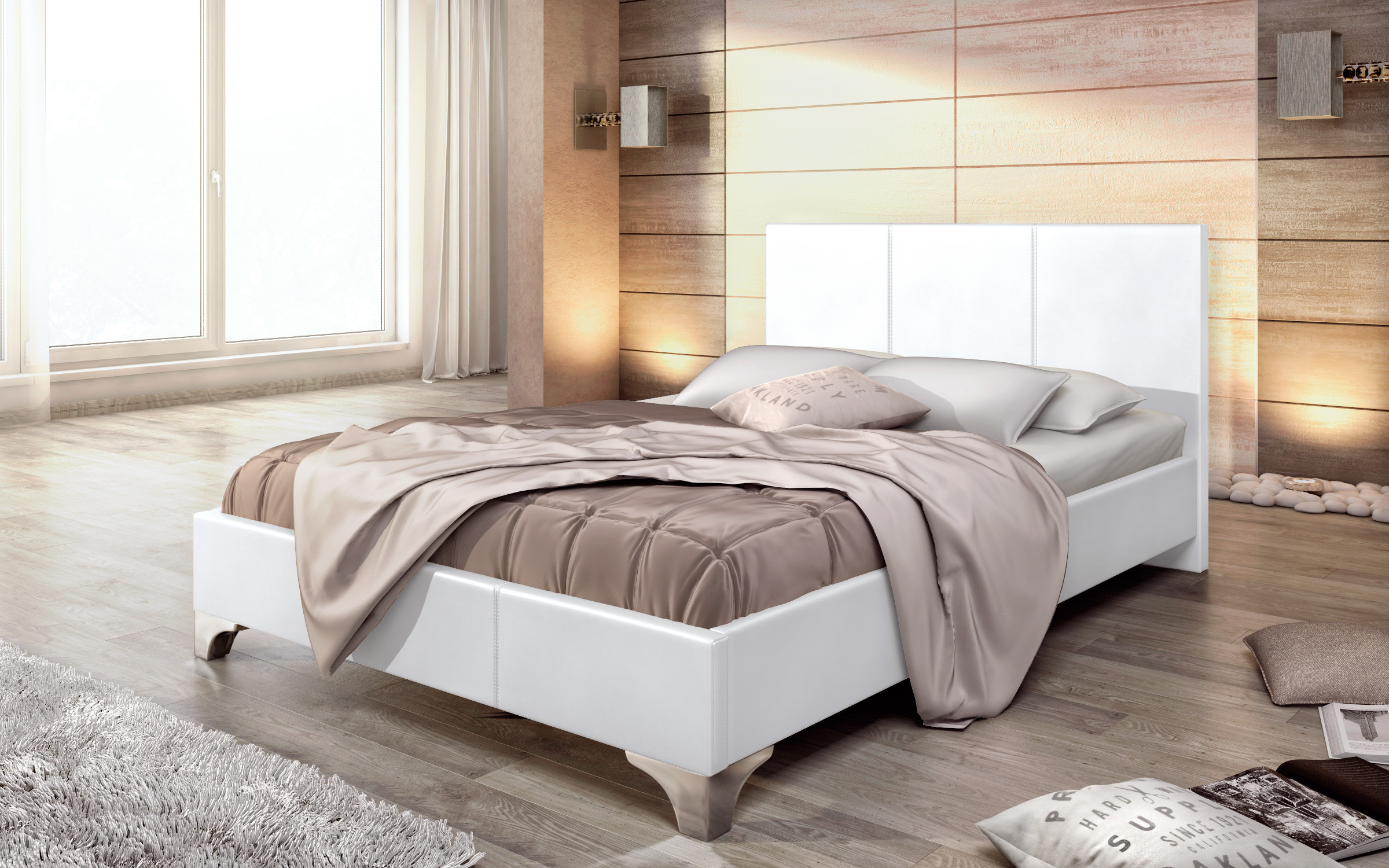 Leather double bed Betina 2 for two-sided mattress 140/200 thumb